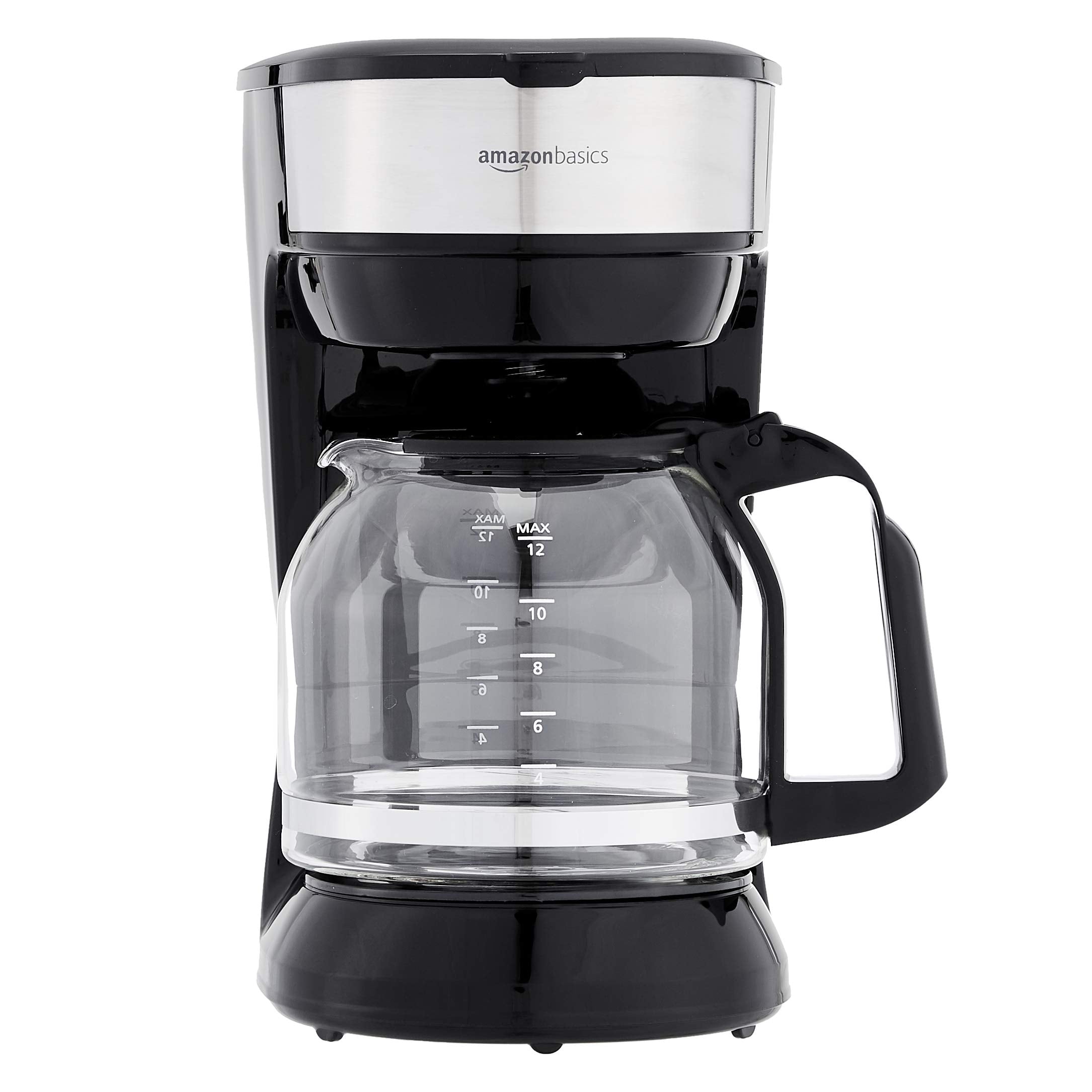 Amazon Basics 12-Cup Coffee Maker With Reusable Filter, Coffee Pot, Coffee Machine, Black And Stainless Steel