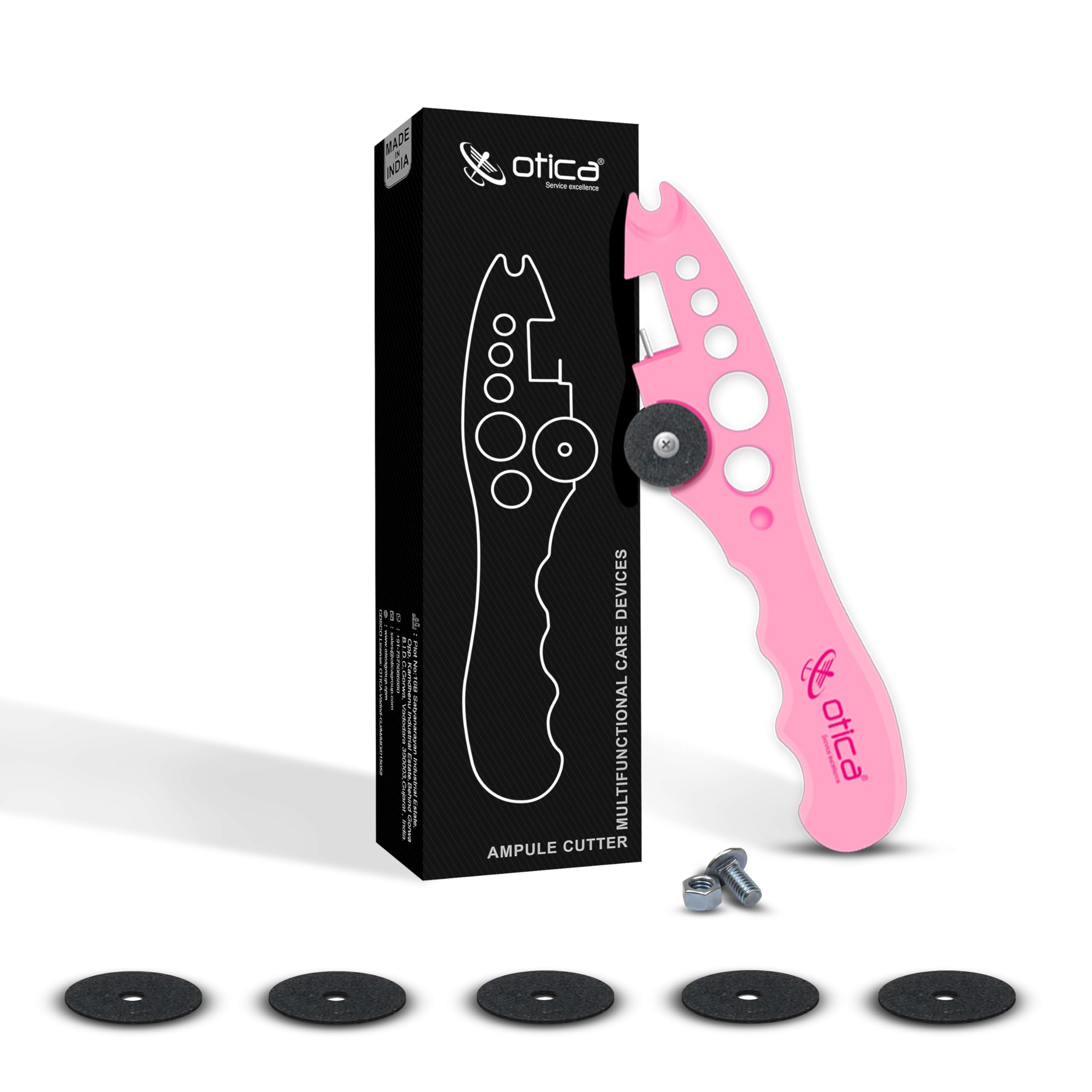 OTICA Ampoule Cutter for Doctors Nurse, Glass Bottle Cap Remover Cutter Ampule Breaker for Hospital and Clinic (Pink)