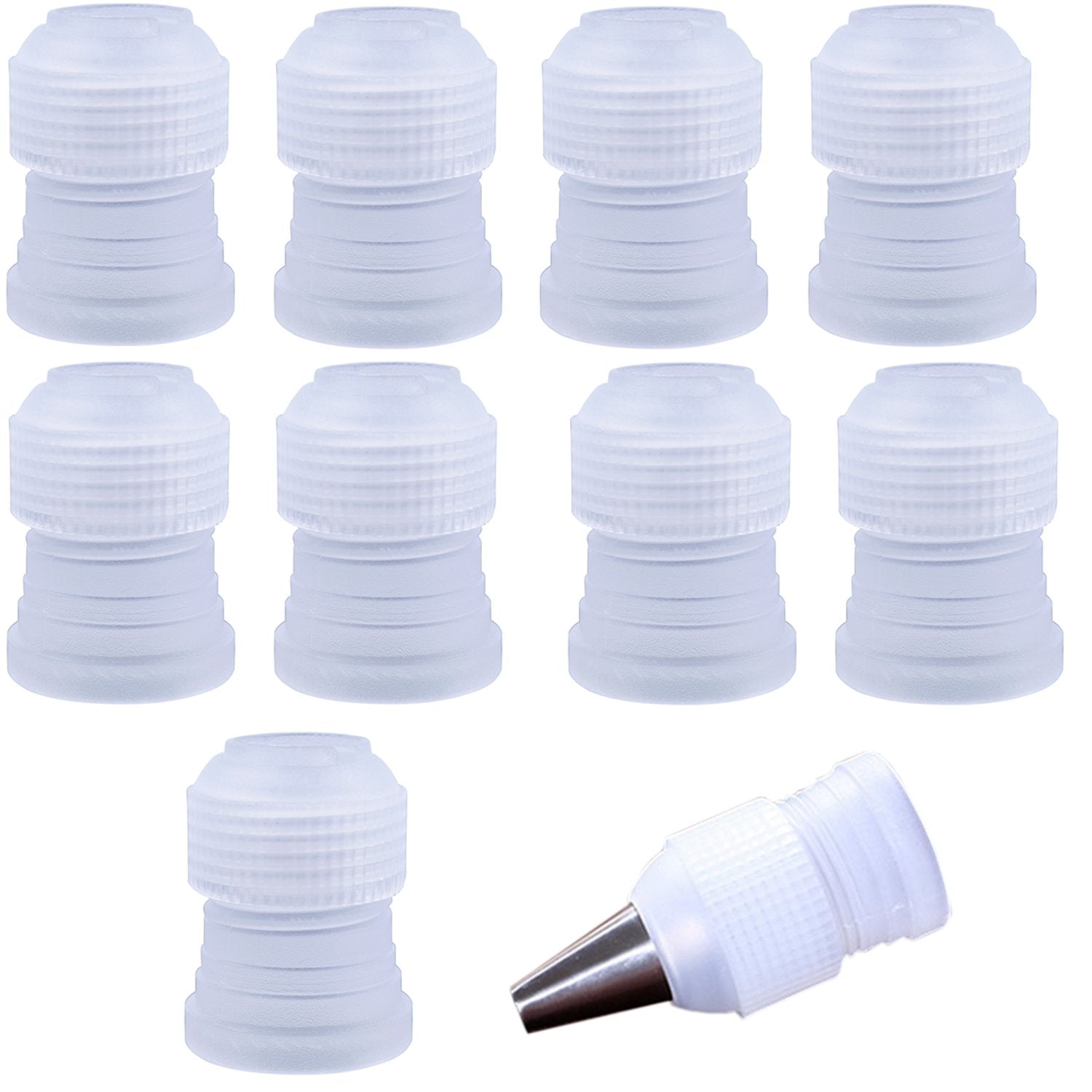 Bronagrand 10Pcs Plastic Standard Couplers Pipe Tip Coupler Cake Decorating Couplers For Icing Nozzles,White