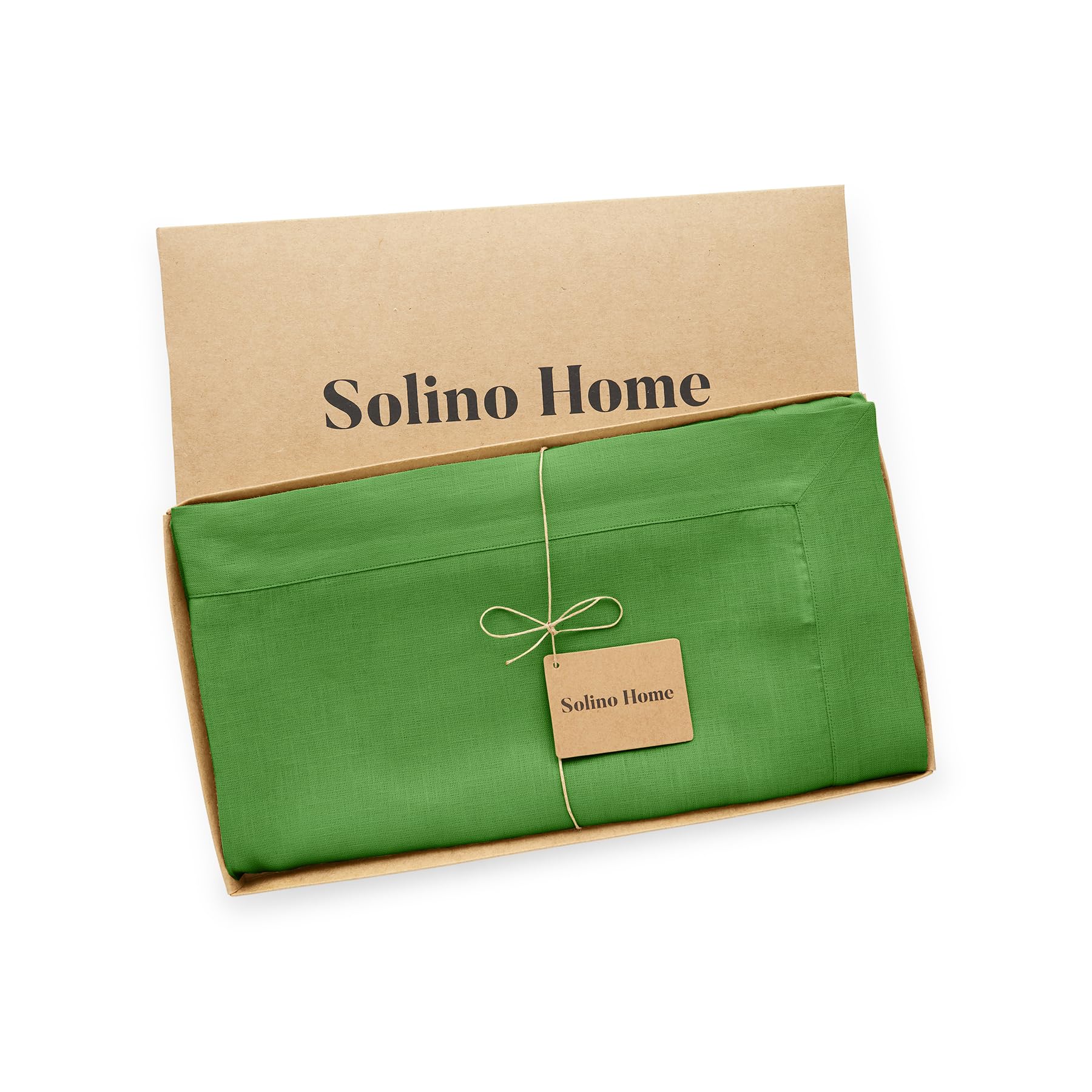 Solino Home Linen Tablecloth - 100% Pure Linen Kelly Green Tablecloth 60 X 108 Inch - Machine Washable Rectangle Tablecloth For
