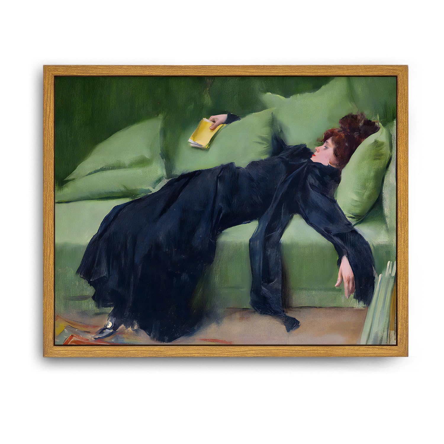 Roslynity Framed Canvas Wall Art Vintage Print Oil Painting Decadent Young Woman After The Dance Moody Portrait Retro Aesthetic
