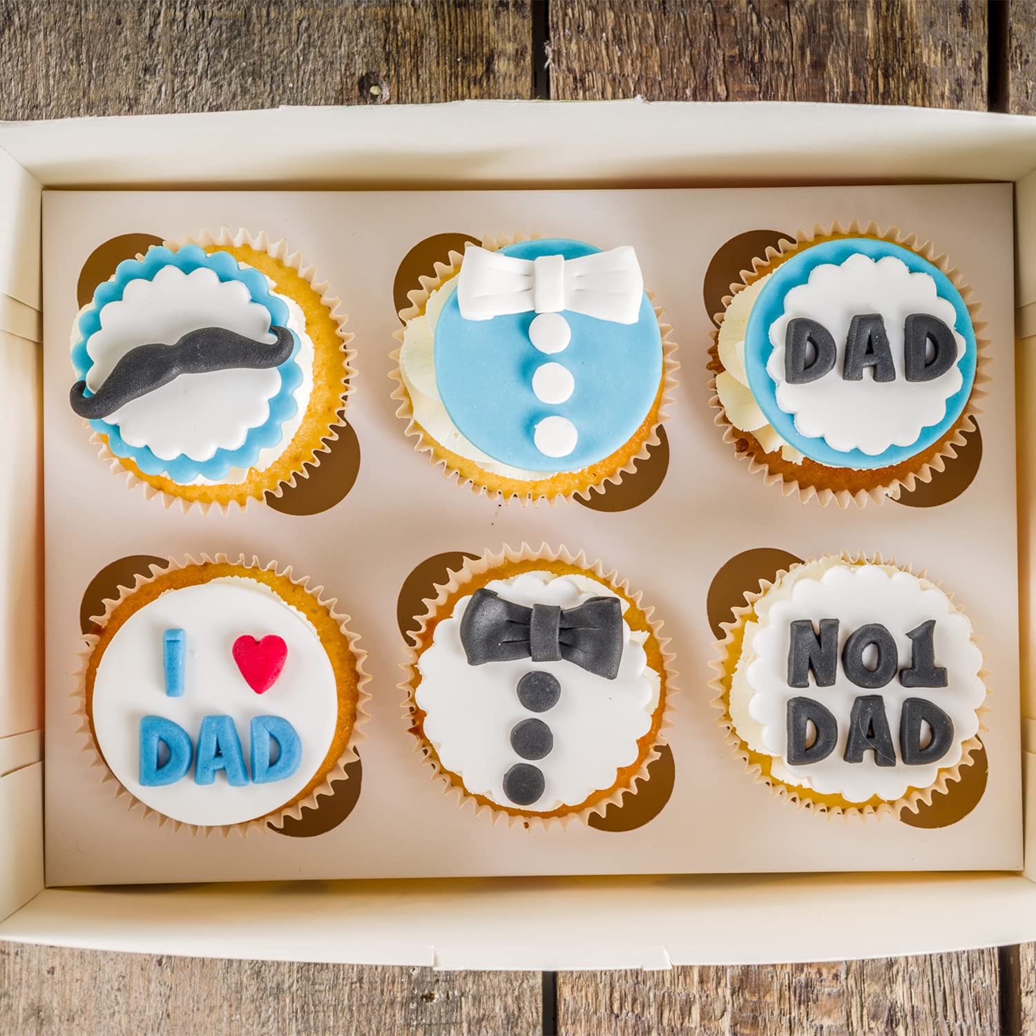Doumeny 6Pcs Happy Father'S Day Fondant Mold, I Love Dad Silicon Mold Mustache Tie Baking Mold Bow Beard Chocolate Mold Necktie