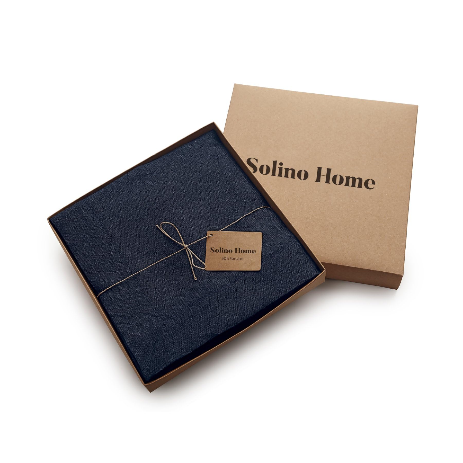Solino Home Navy Linen Tablecloth 90'' L X 60'' W Inch - Fete, 100% Pure Linen Table Cloth For Rectangle Tables - Machine Washab