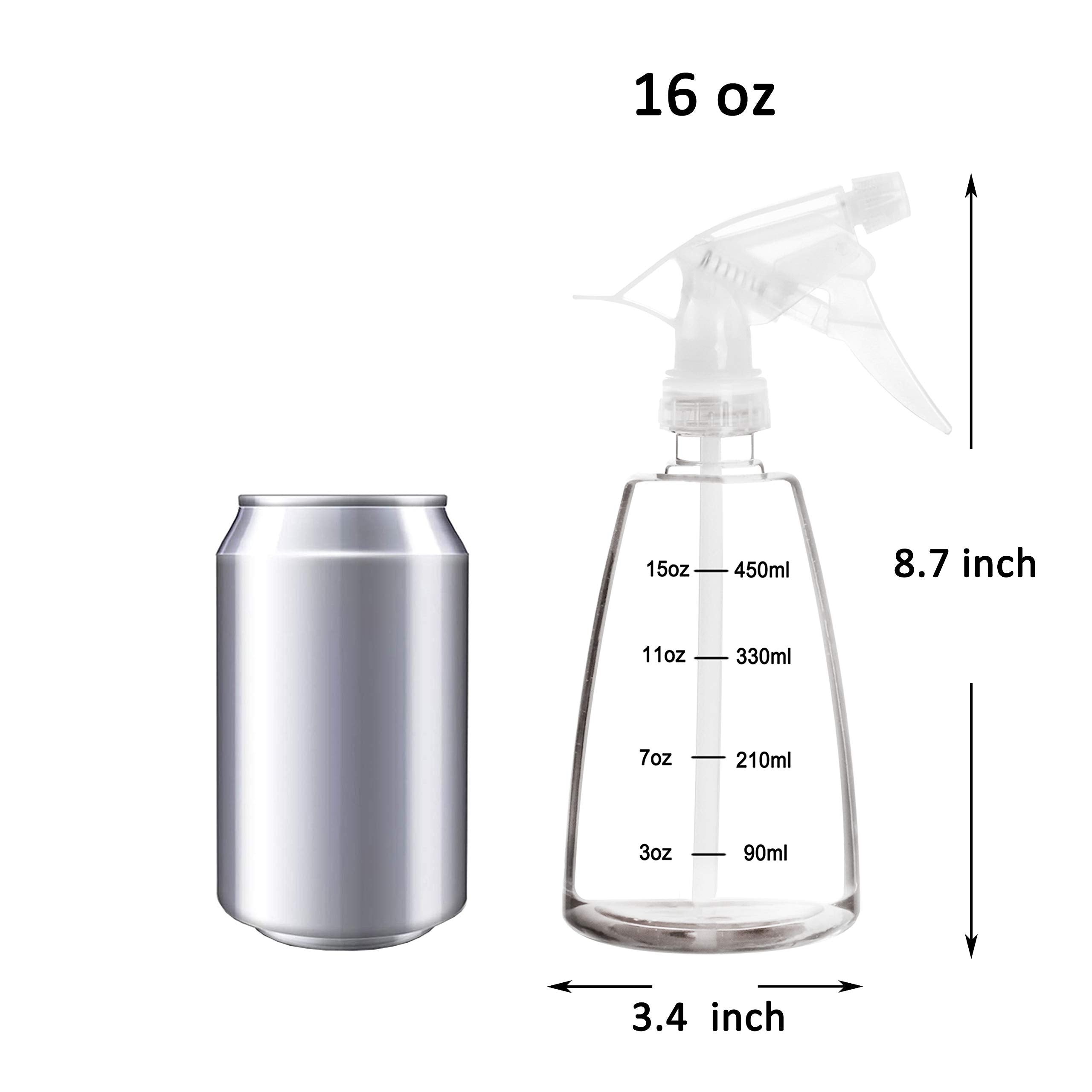 Youngever 5 Pack Empty Plastic Spray Bottles, 16 Ounce Spray Bottles For Hair And Cleaning Solutions (White)