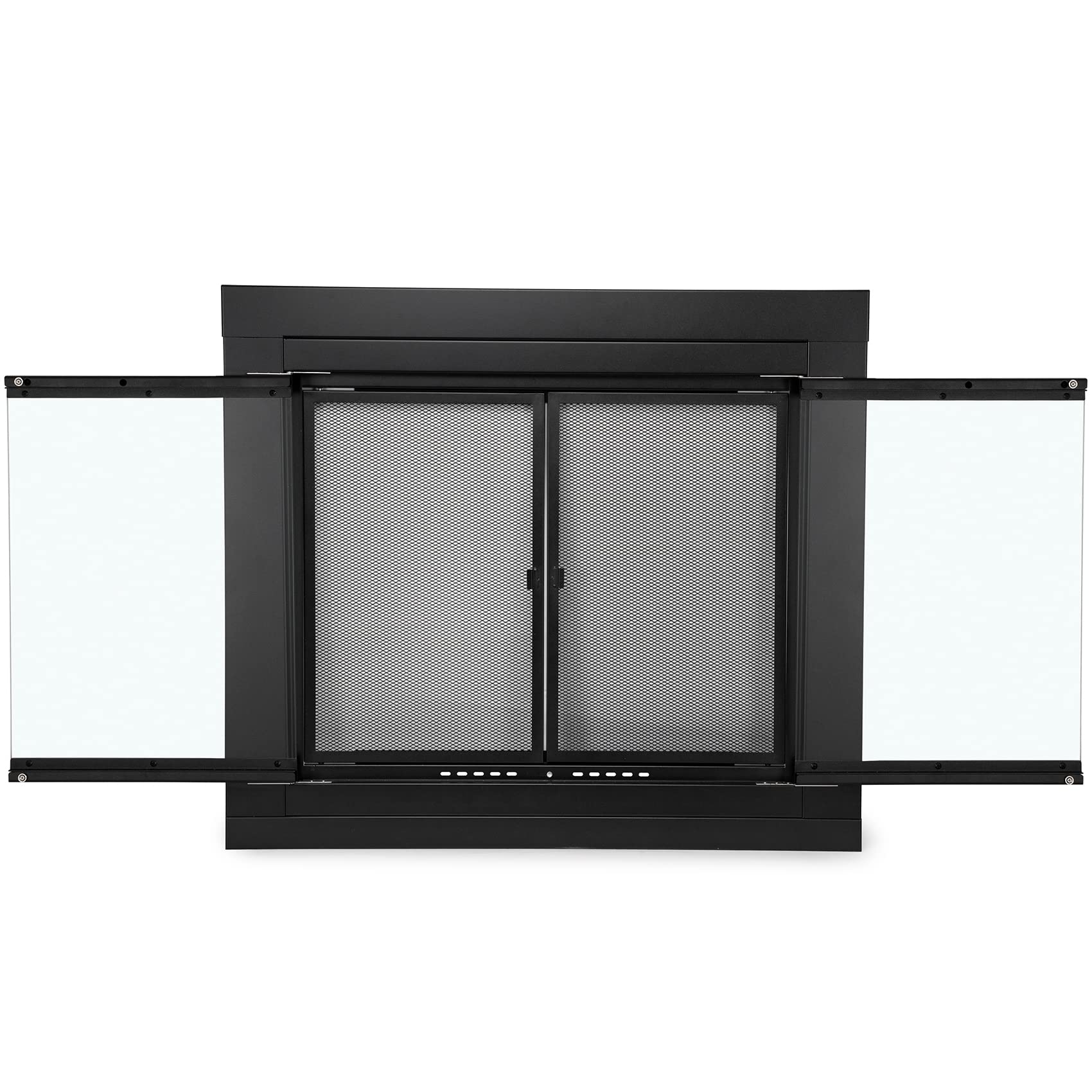 Stanbroil Fireplace Glass Door Screen, Black, Medium Size, Iron, Model Q025-CD-M-BK, Decorative Fireplace Accessory