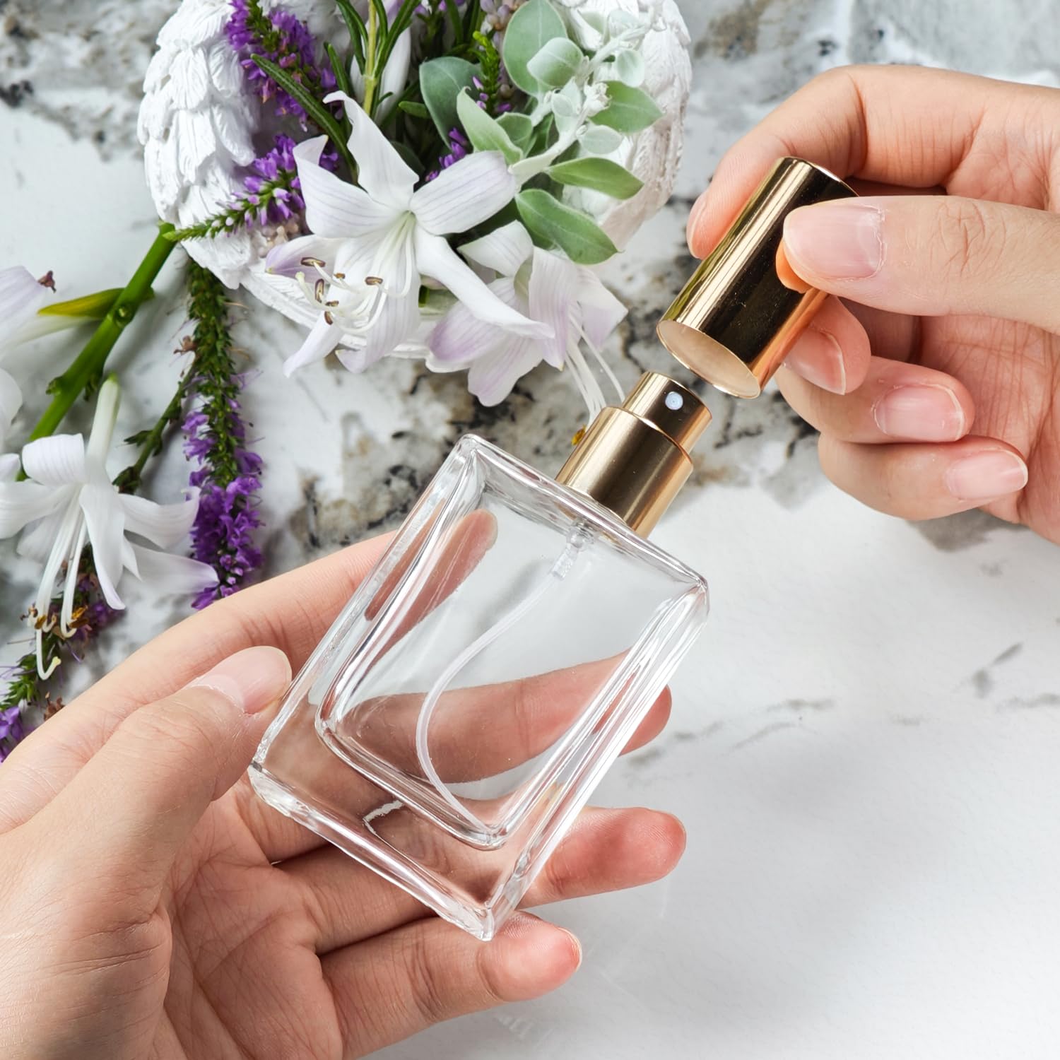 Yerpkefey 30Ml/1.0 Oz Glass Spray Bottle Perfume Atomizer,Travel Refillable Perfume Bottles Empty Classic Spray Bottle 2Pack (Go
