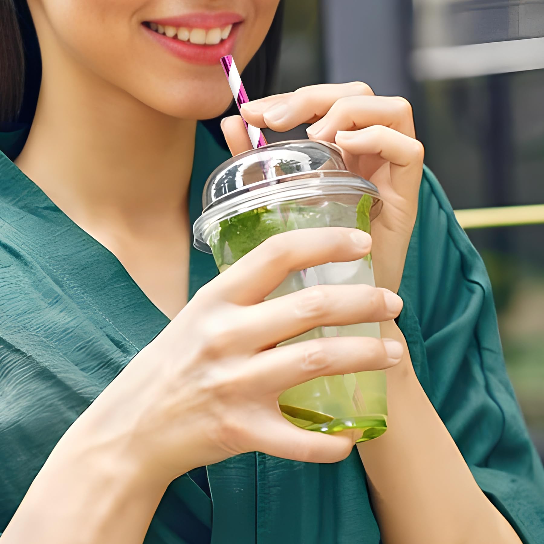 [100 Pack] Valentine Paper Straws, F0.24''*8.27'' White Heart Red Paper Straws For Valentines, Wedding, Party, Eco Friendly Drin