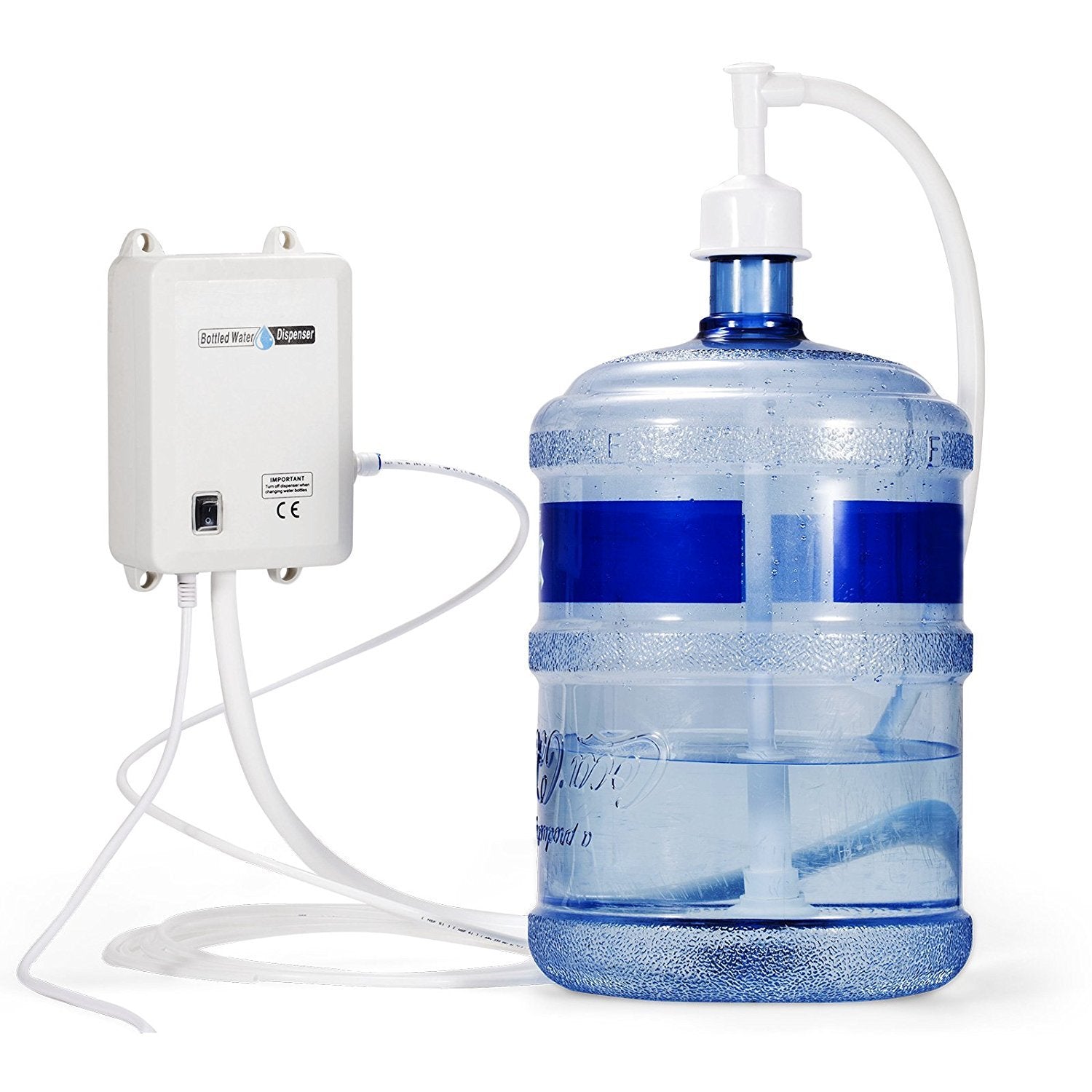 TDR FORCE 5 Gal Bottled Water Dispenser - Electric Pump & Refrigerator System, Small, White, Model BW1000A-1