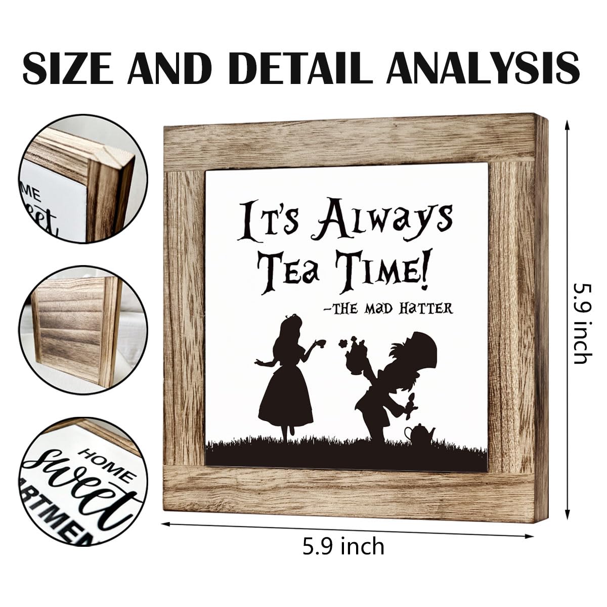 Wooden Box Signs for Home Decor, Farmhouse Wood Sign, Decorative Wooden Table Decors, Tea Lover Friend Gift, It  s Always Tea Ti