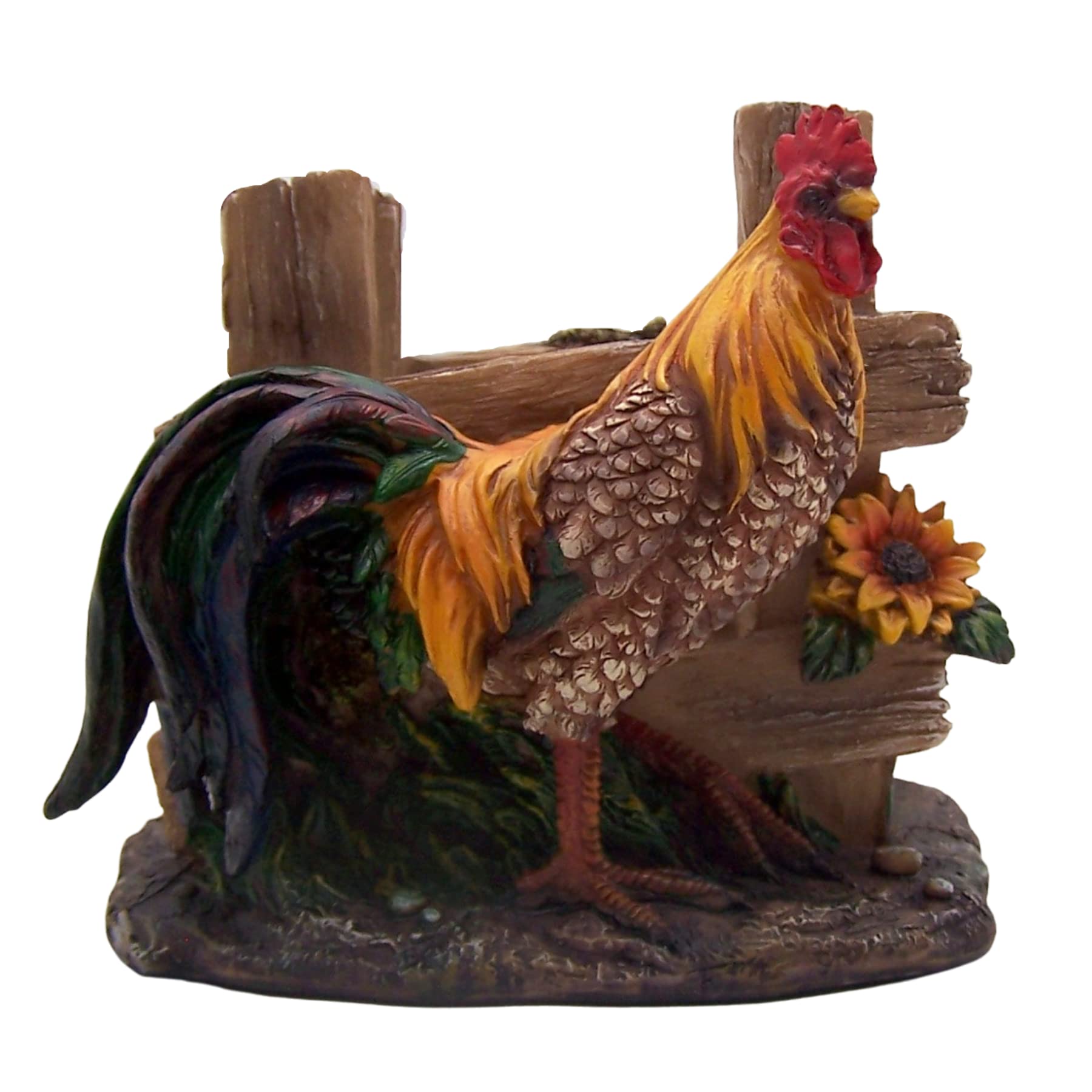 Rooster With Fence Napkin Holder, Kitchen Accessory, Farmhouse D  Cor, Unique Table Accent, 5.25 Inches High