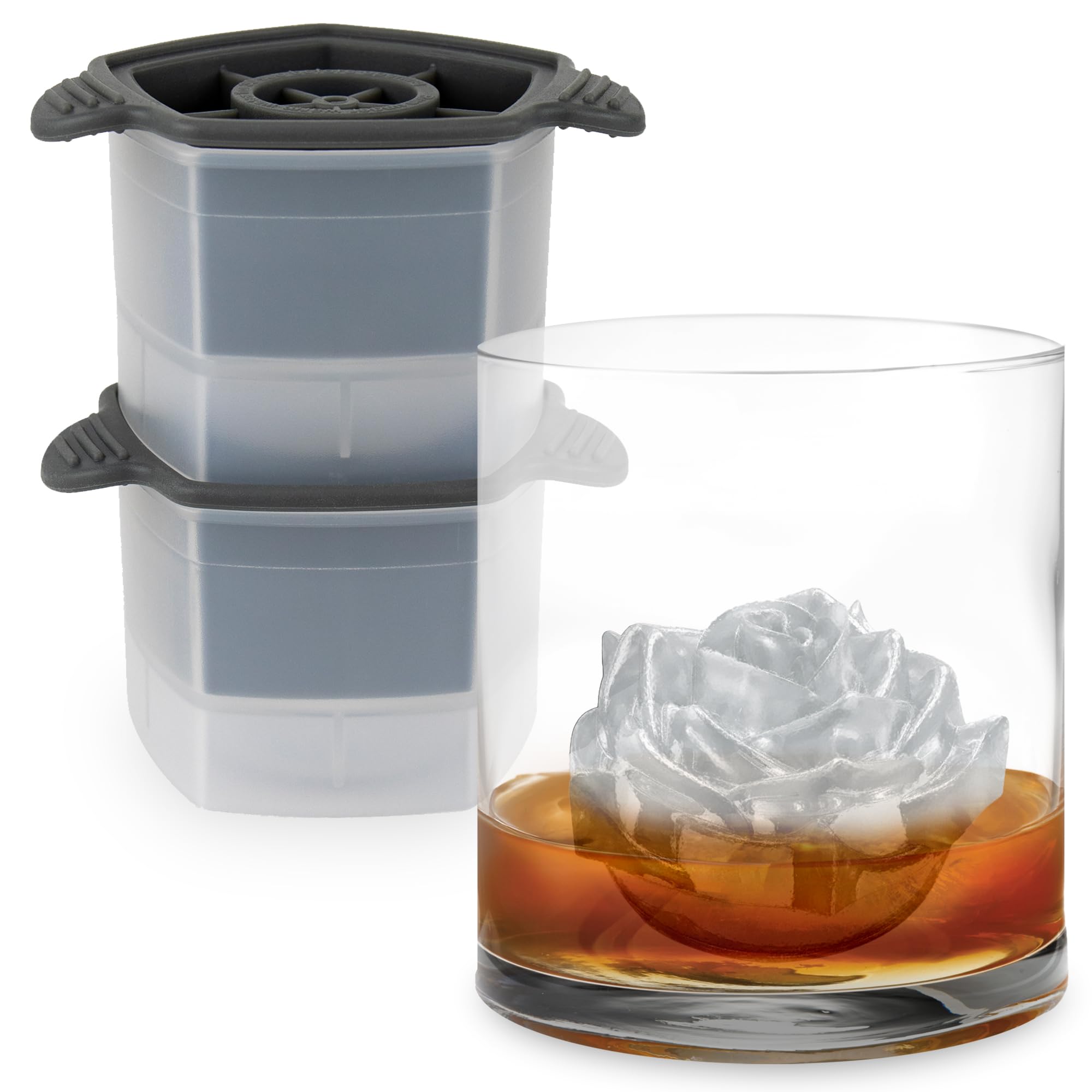 Tovolo Rose Shaped Ice Molds, Set Of 2 - Large Romantic Ice Mold Gift - Unique Ice Mold Chills Drinks - Odor-Free Freezer Storag