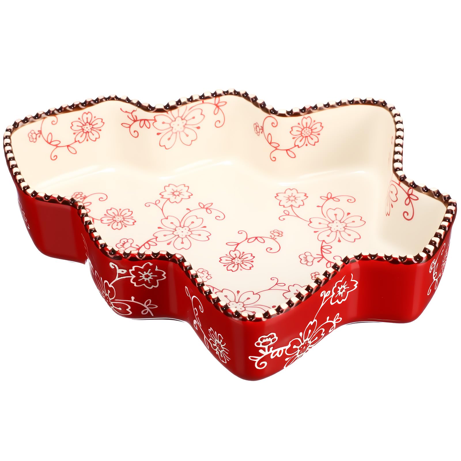 Vesici Christmas Ceramic Pie Pan 9 Inch Christmas Tree Baking Dish 27 OZ Deep Quiche Plate Fluted Pie Dish Baking Pan for Kitche