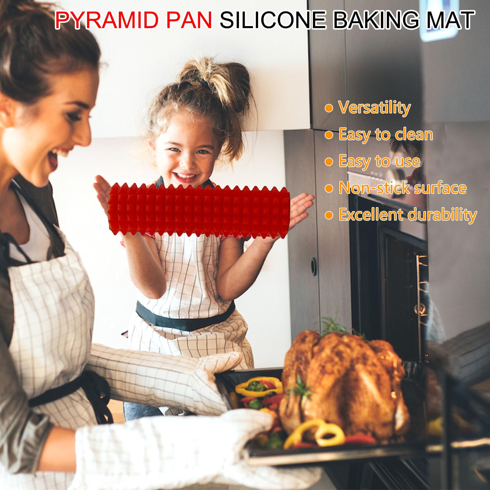 ShangPinFeiLi Silicone Baking Mats 2 Pack - 16"x11", Nonstick Red Cooking Sheets for Baking, Grilling, BBQ, Oven Roasting