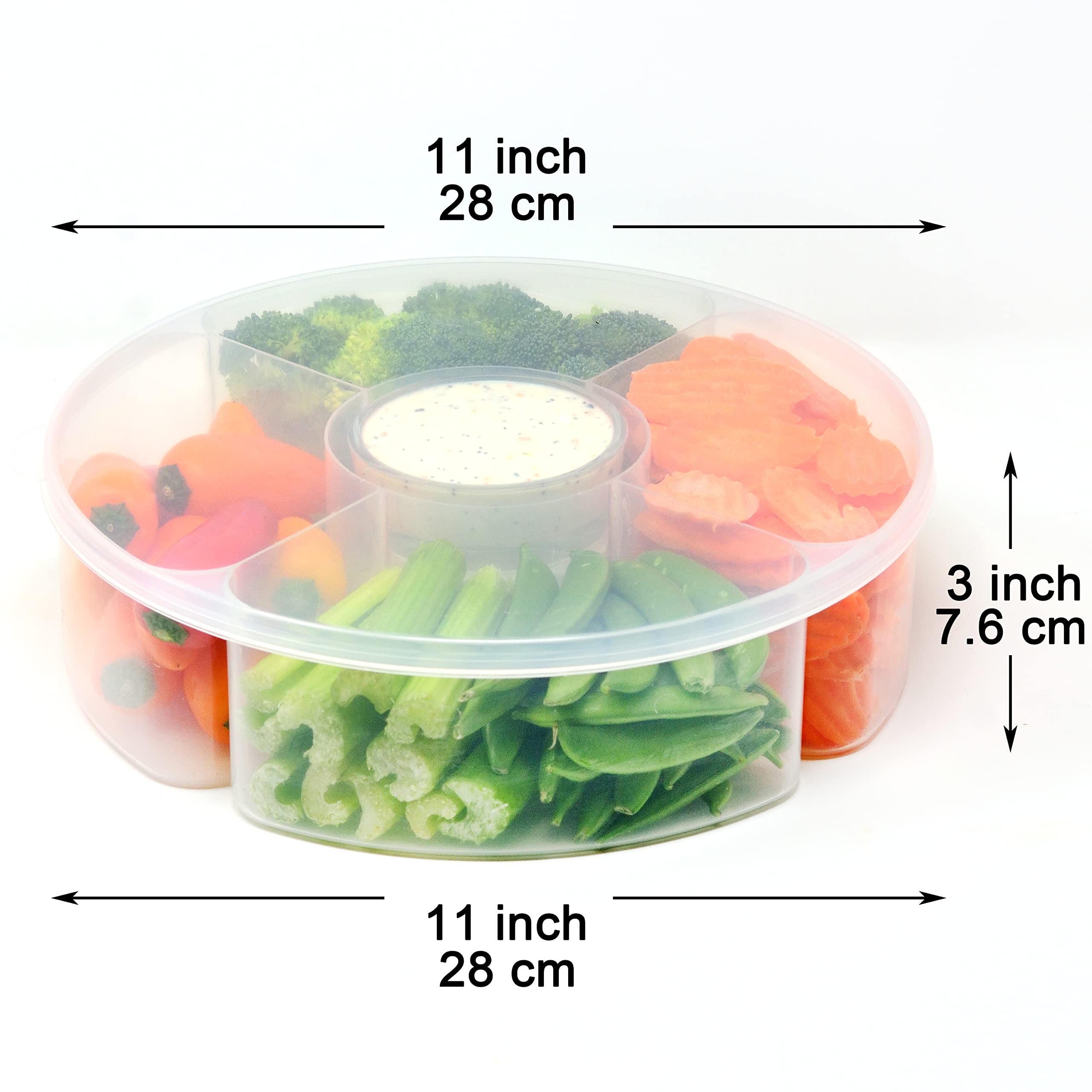 Youngever Plastic Food Platter, 5 Compartment Food Serving Container, Candy And Nut Serving Container, Appetizer Serving Tray Wi