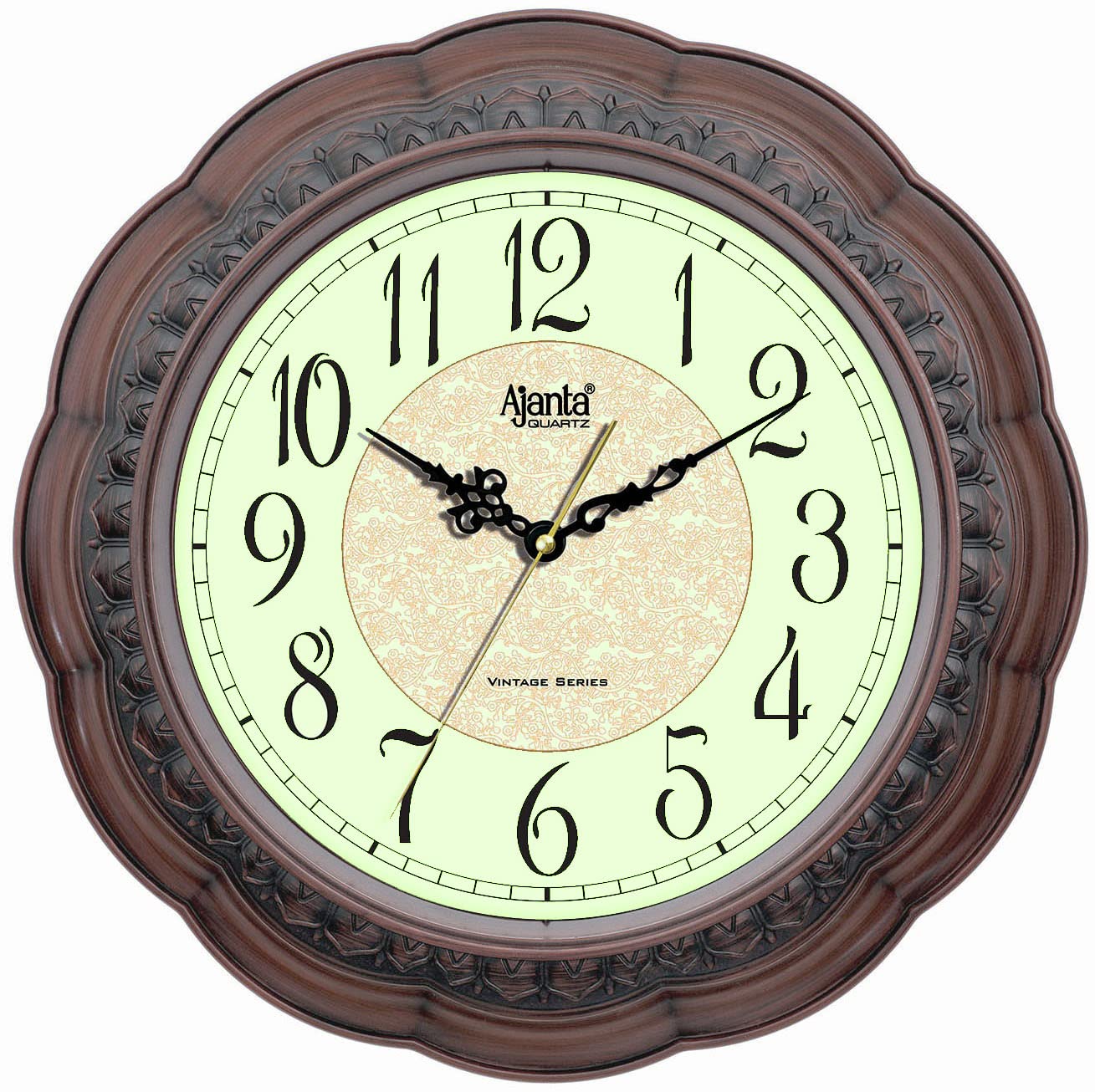 Ajanta Wall Clock For Home And Offices Silent Sweep Movement 14 Inches Analog Wall Clock Wall Watch (Brown_36 X 36 X 4 Cm), Plas