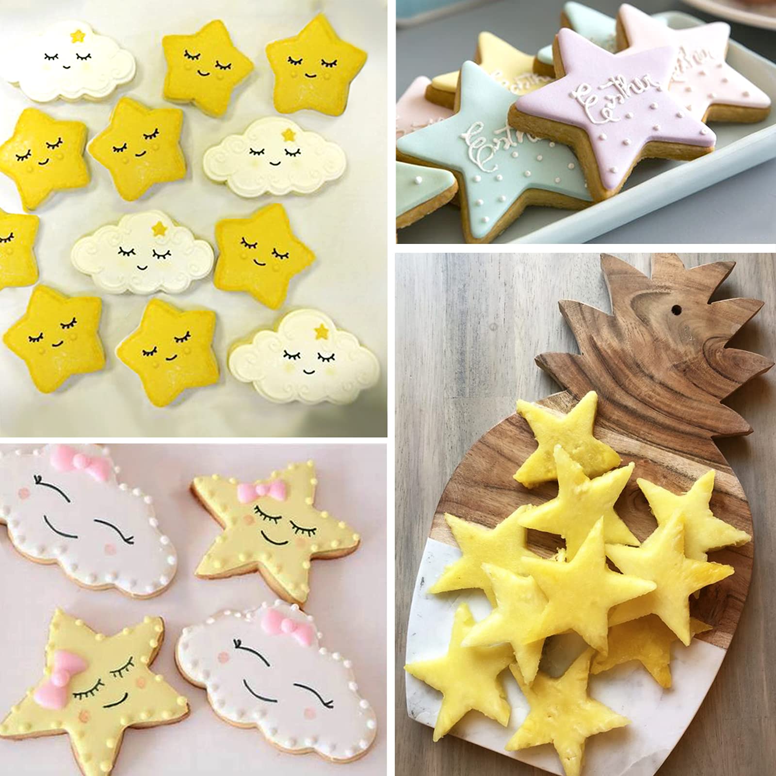 Lubtosmn Twinkle Twinkle Little Star Cookie Cutter Set-7 Piece-From 3.5'' To 1.6''-Cloud, Star, Moon Cookie Cutters For Baby Sho