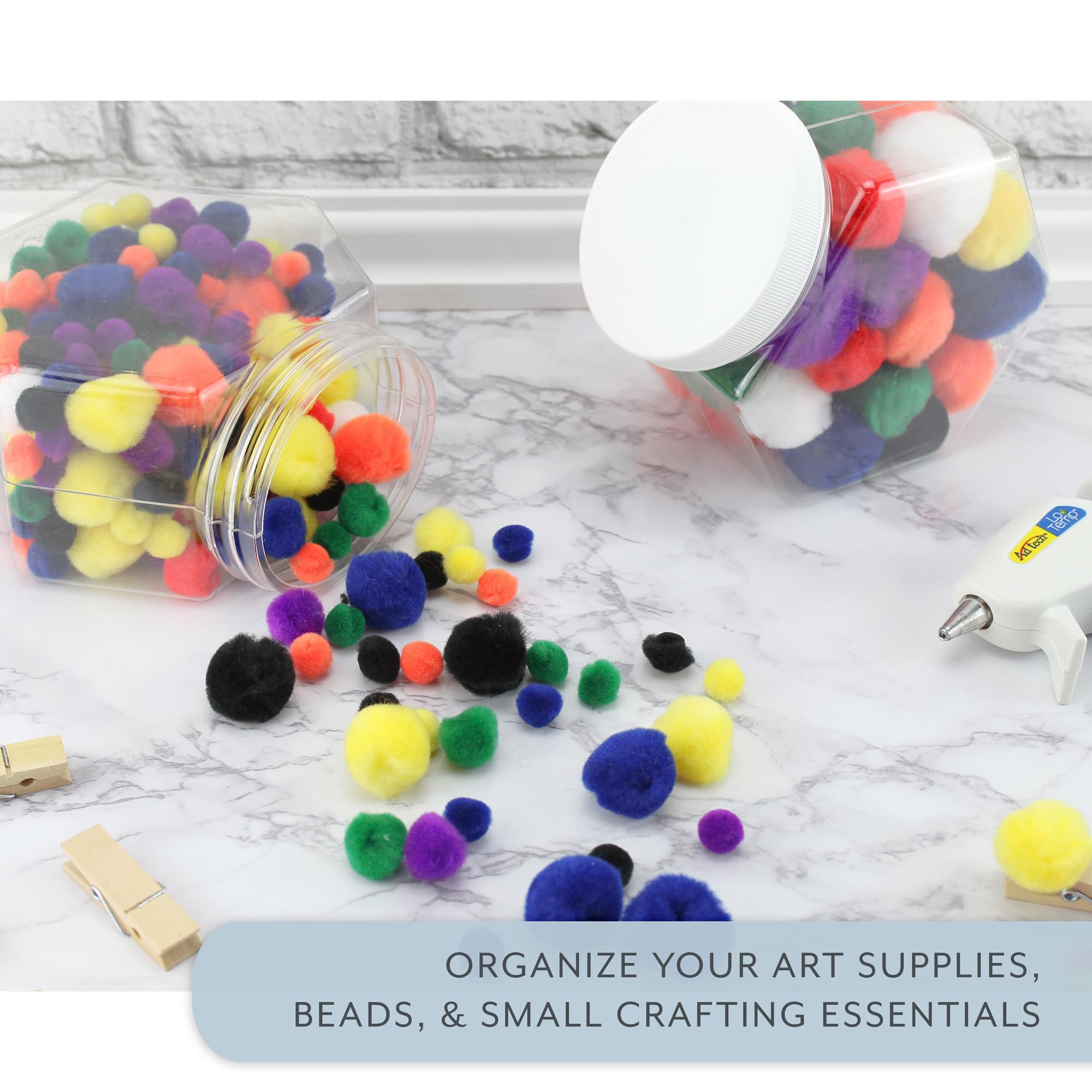 Cornucopia Plastic Hexagon Shaped Jars (4-Pack, 30Oz); Value Pack Of Containers For Snacks, Gifts And Storage, 2 1/2 Cup Capacit