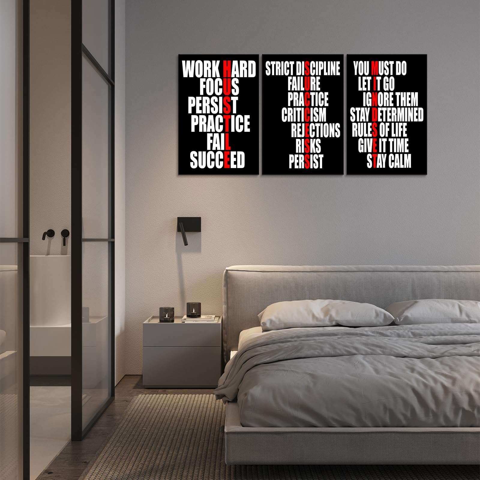 Kawahone Motivational Wall Decor - Hustle/Success/Mindset Definition Poster Inspirational Quotes Wall Art - Positive Affirmation