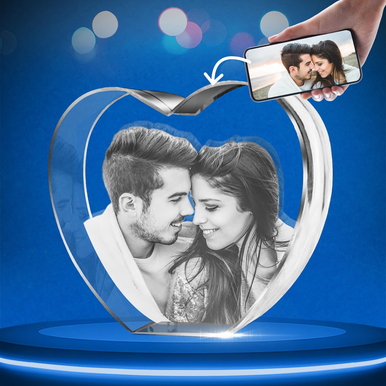 HANS LASER 3D Crystal Photo, Personalized Gifts with Your Own Photo for Mothers Day, Anniversary, Wedding, Birthday, Christmas,