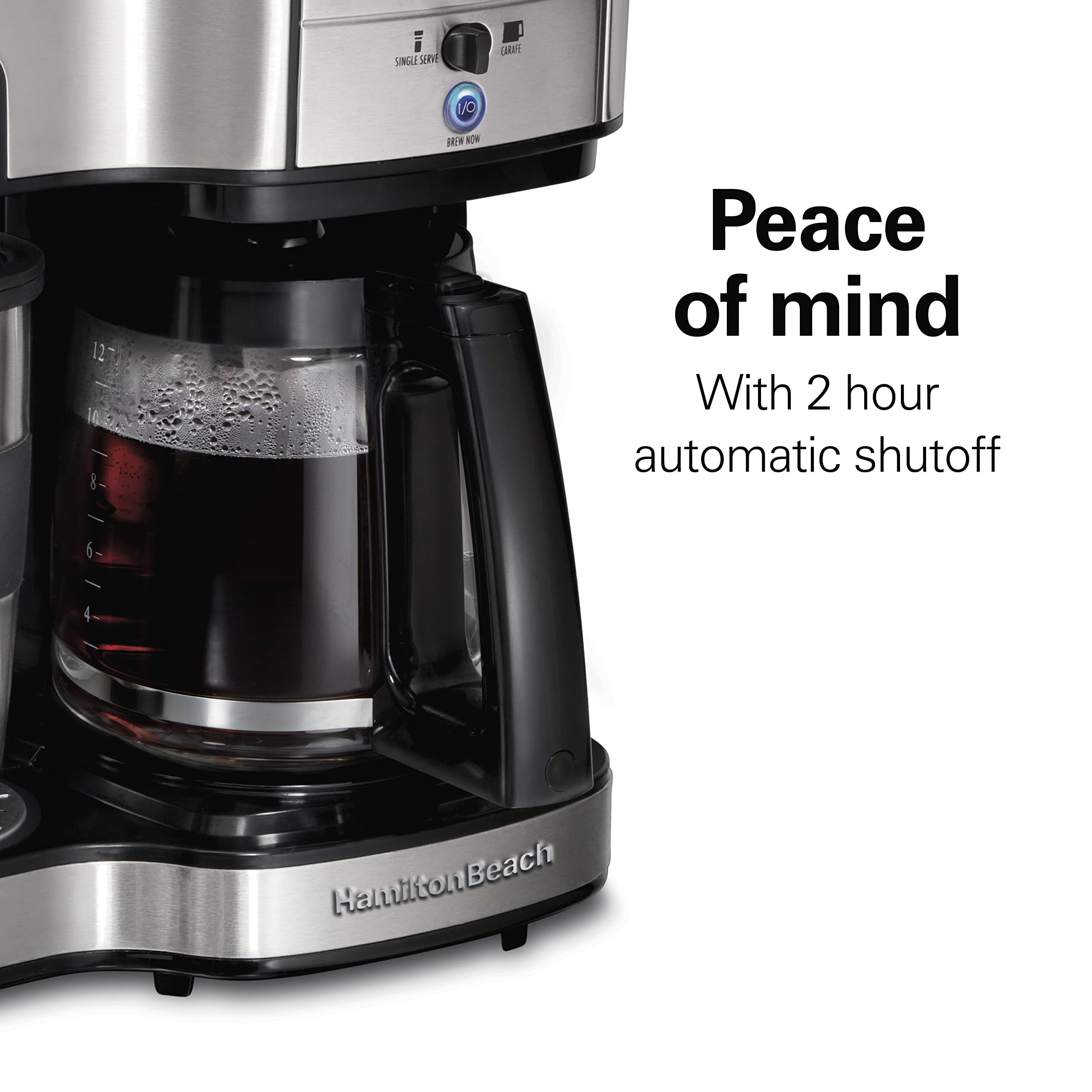 Hamilton Beach 2-Way 12 Cup Programmable Drip Coffee Maker & Single Serve Machine, Glass Carafe, Auto Pause And Pour, Black (499