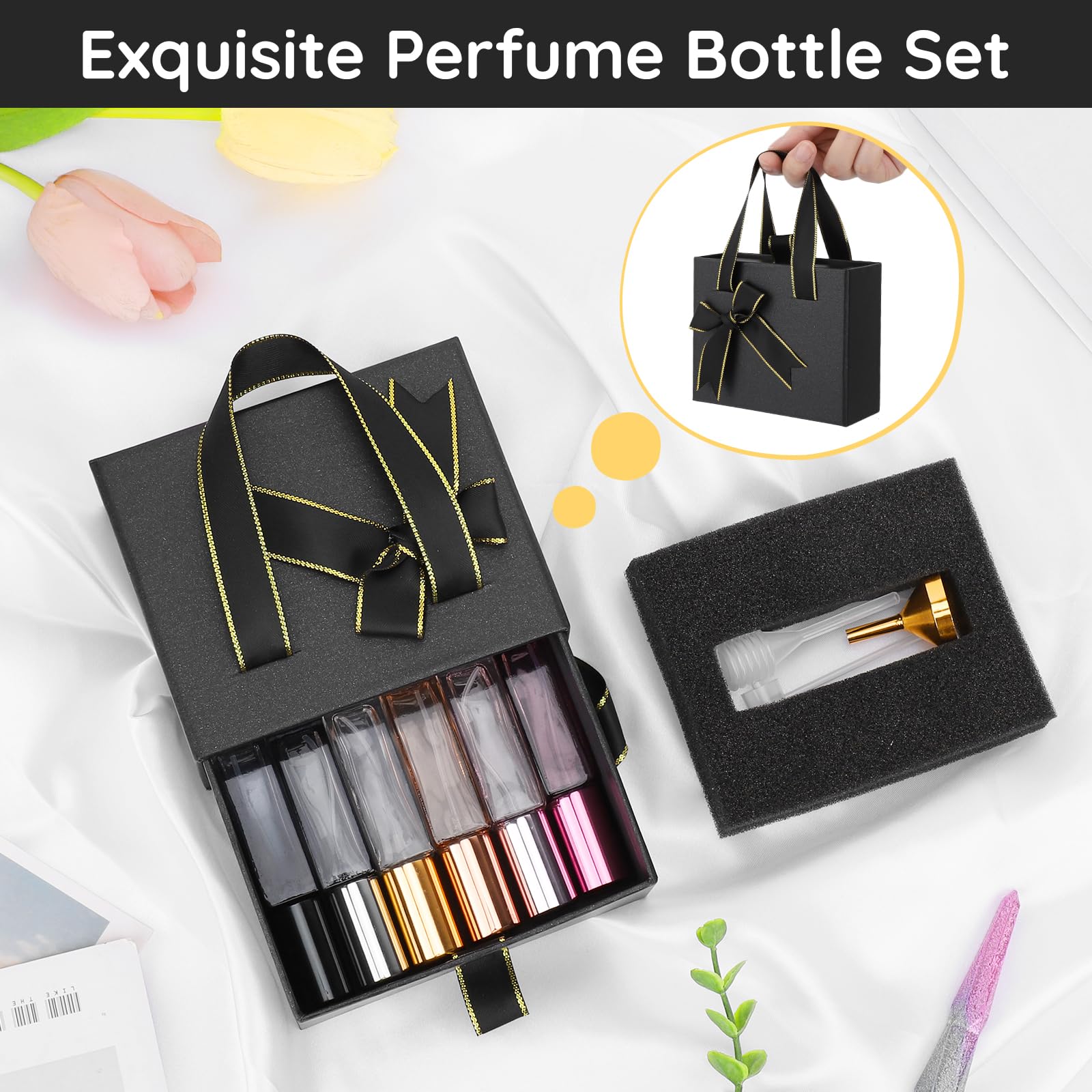 Segbeauty Travel Atomizer, 6Pcs 10Ml Glass Perfume Sprayer Set With Gift Box, Empty Travel Cologne Dispenser Mini Spray Bottle F