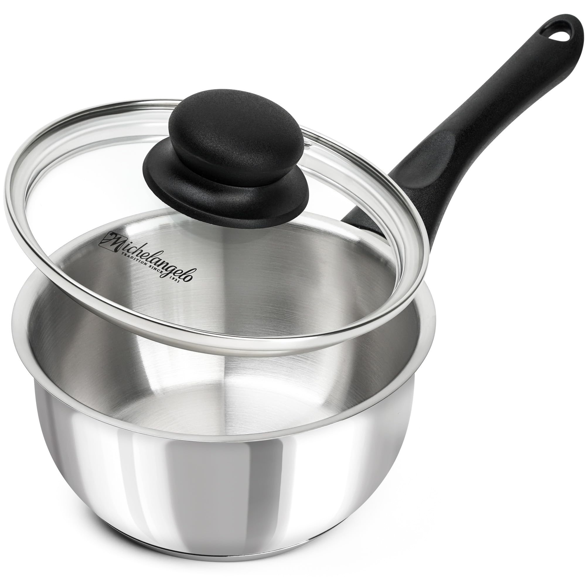 MICHELANGELO 1 Quart Stainless Steel Saucepan with Lid, Induction Ready