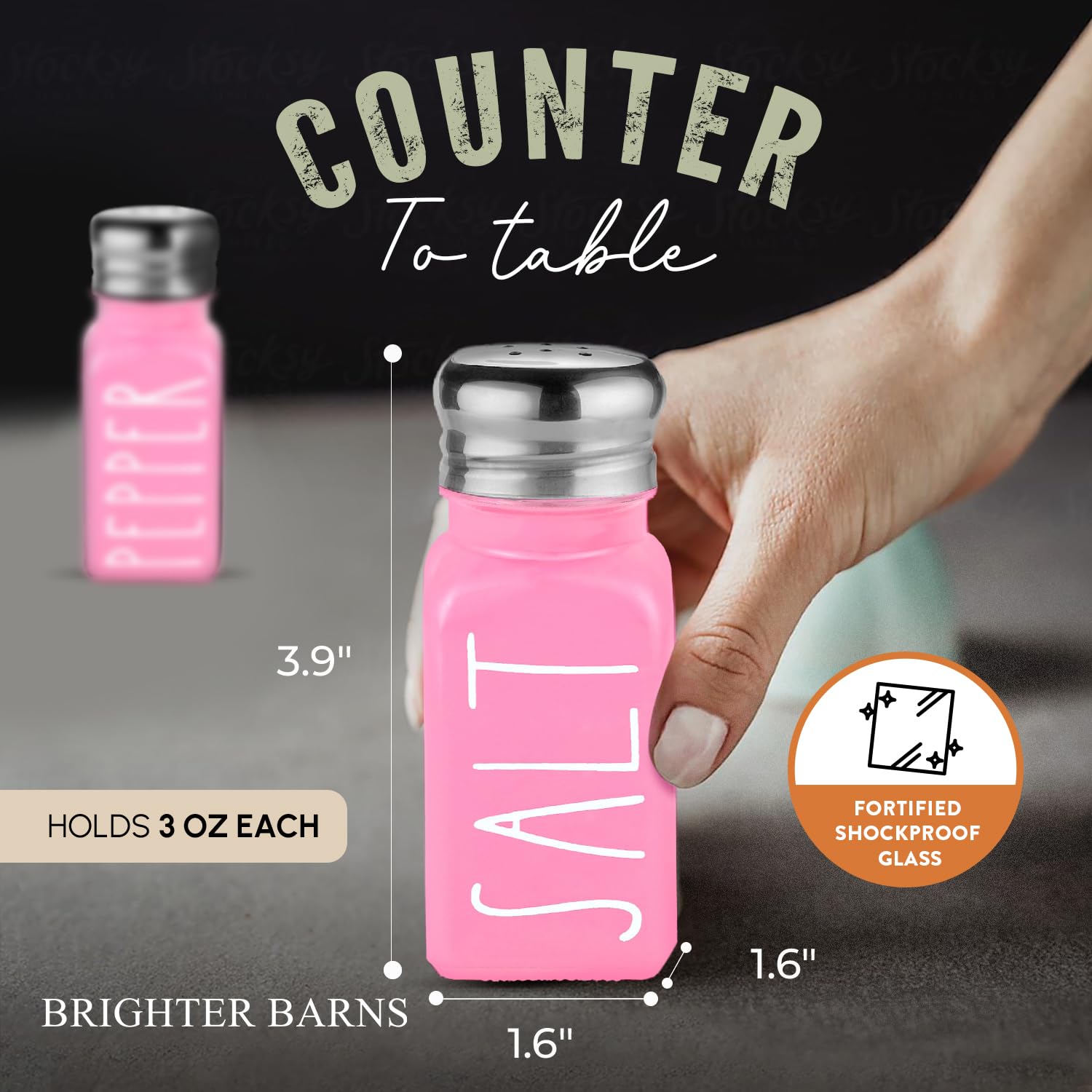 Pink Salt And Pepper Shakers Set By Brighter Barns - Pink Kitchen Accessories - Cute Glass Shakers - Pink Kitchen Decor - Pink D