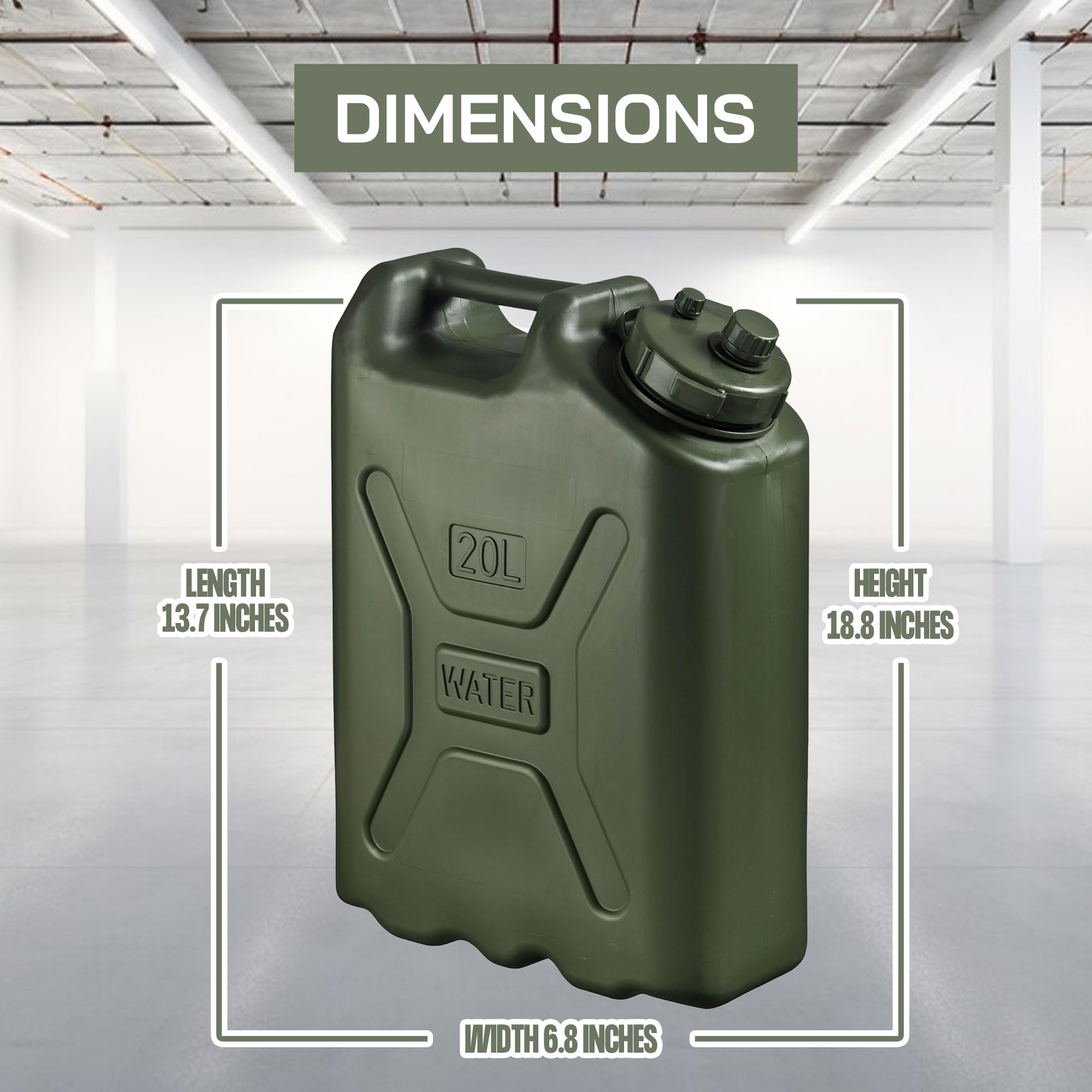 Scepter 5-Pack Portable Water Container, Military Style Storage For Camping, 5 Gallon
