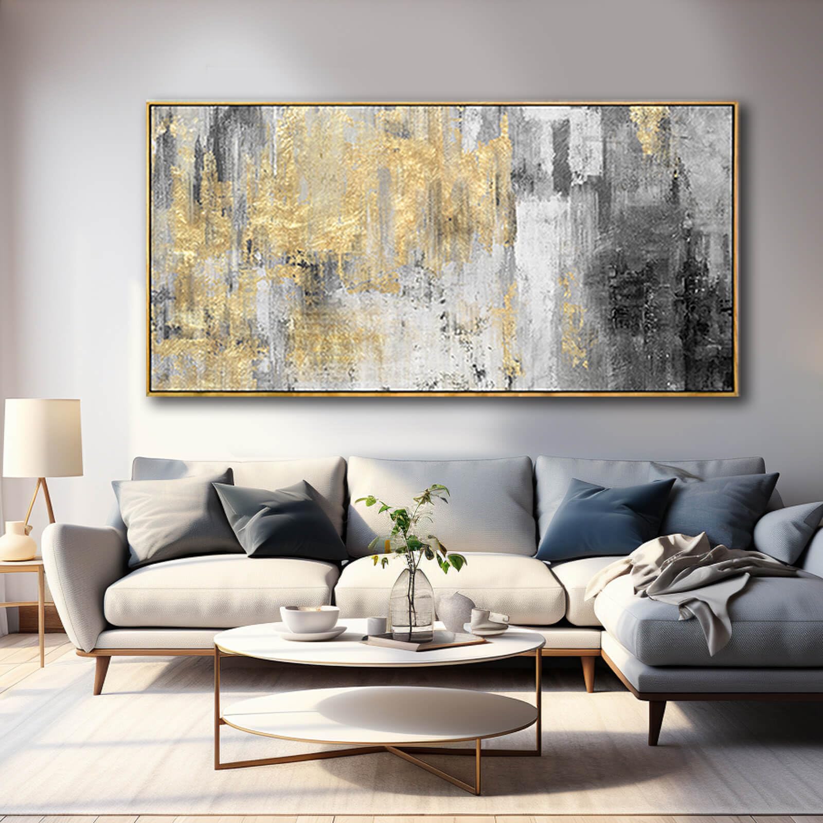 Home Decor Large Wall Art Gold Abstract Art 30''X60''Black Wall Decor Living Room Framed Artwork Paintings For Office Bedroom Di