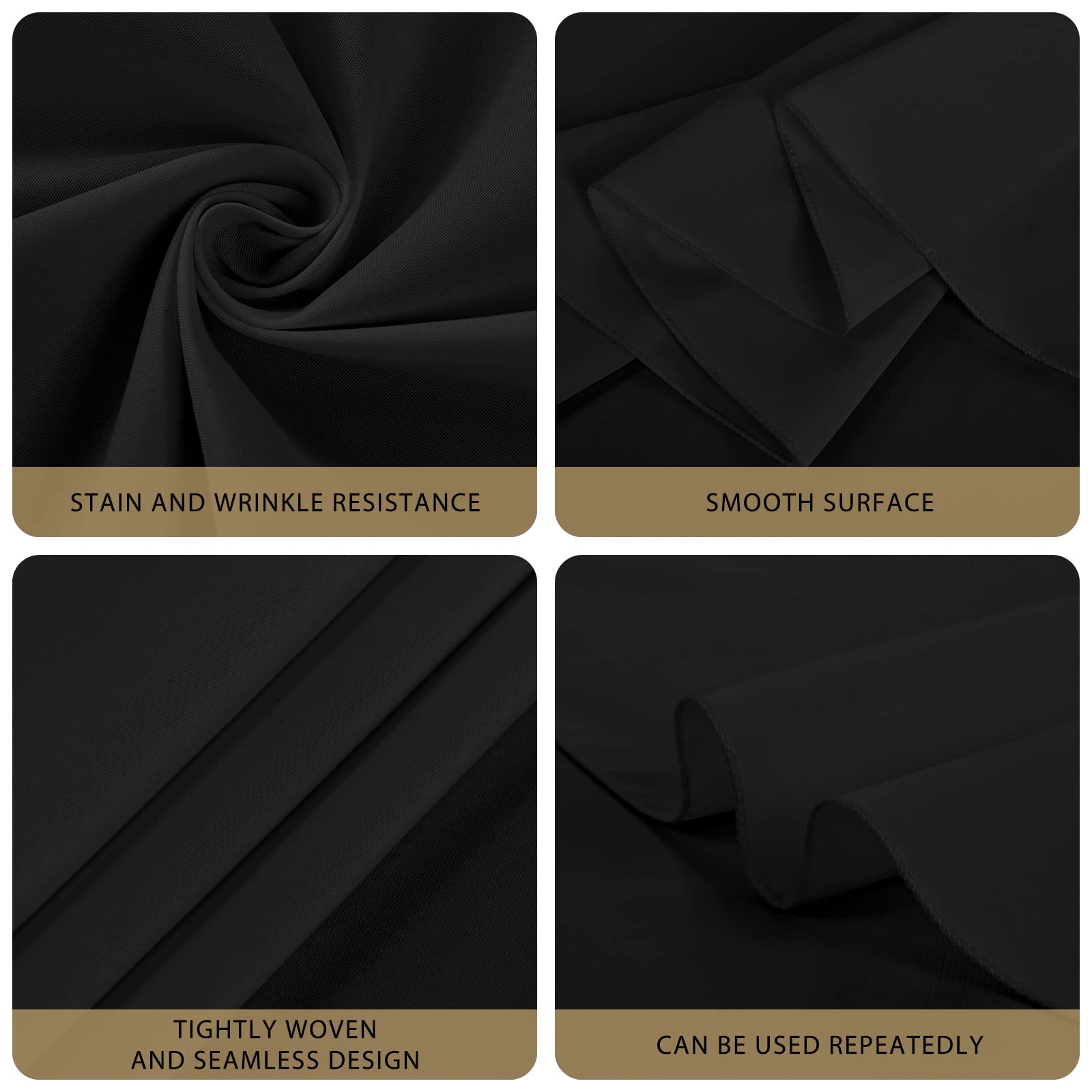 Pesonlook 8 Pack 120 Inch Black Round Table Cloths, Premium Polyester Round Tablecloth Wrinkle Resistant Washable Table Cover Fo