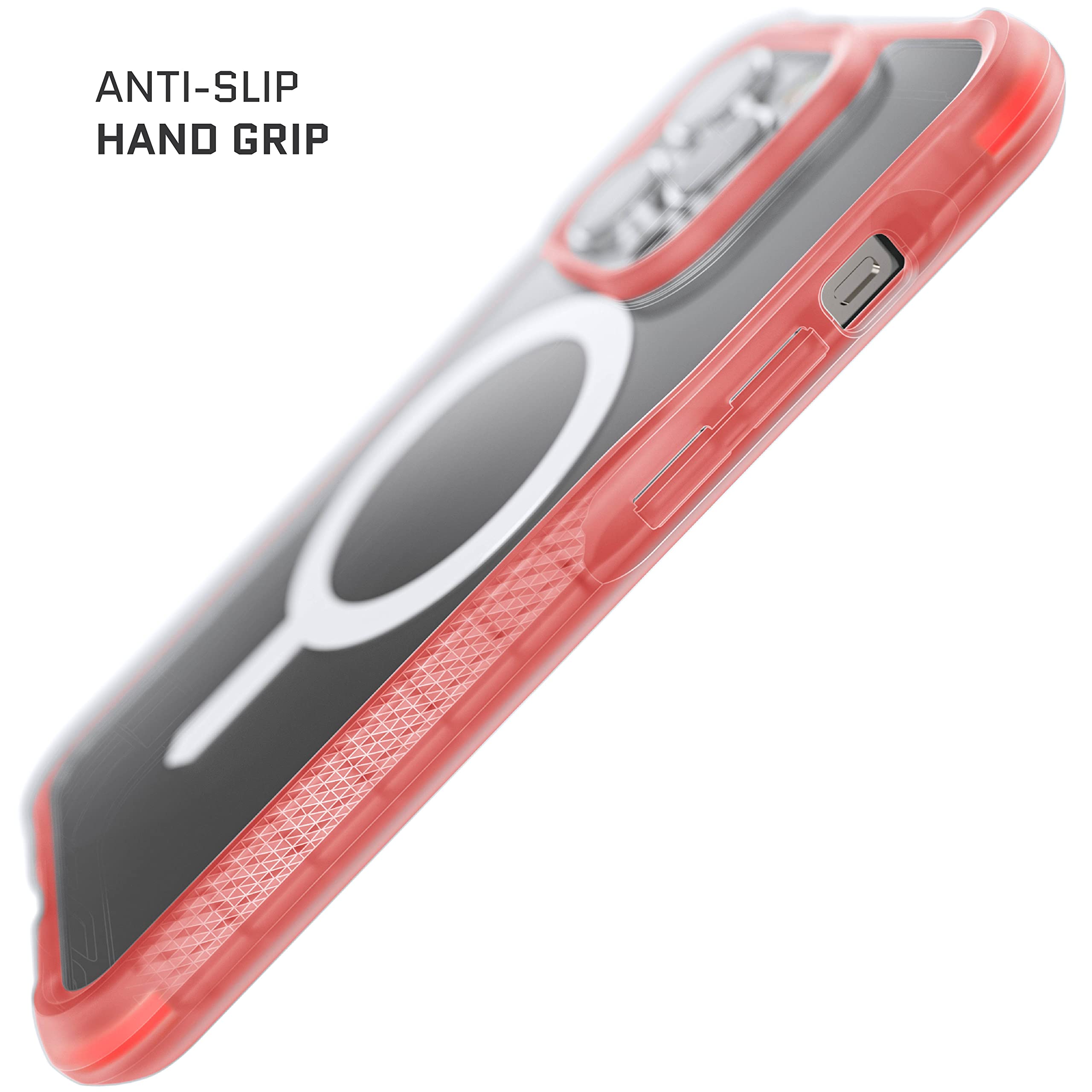 Ghostek Covert Pink Iphone 14 Pro Case For Women Clear Shockproof Magsafe Phone Cover With Anti-Yellowing And Supports Apple Mag