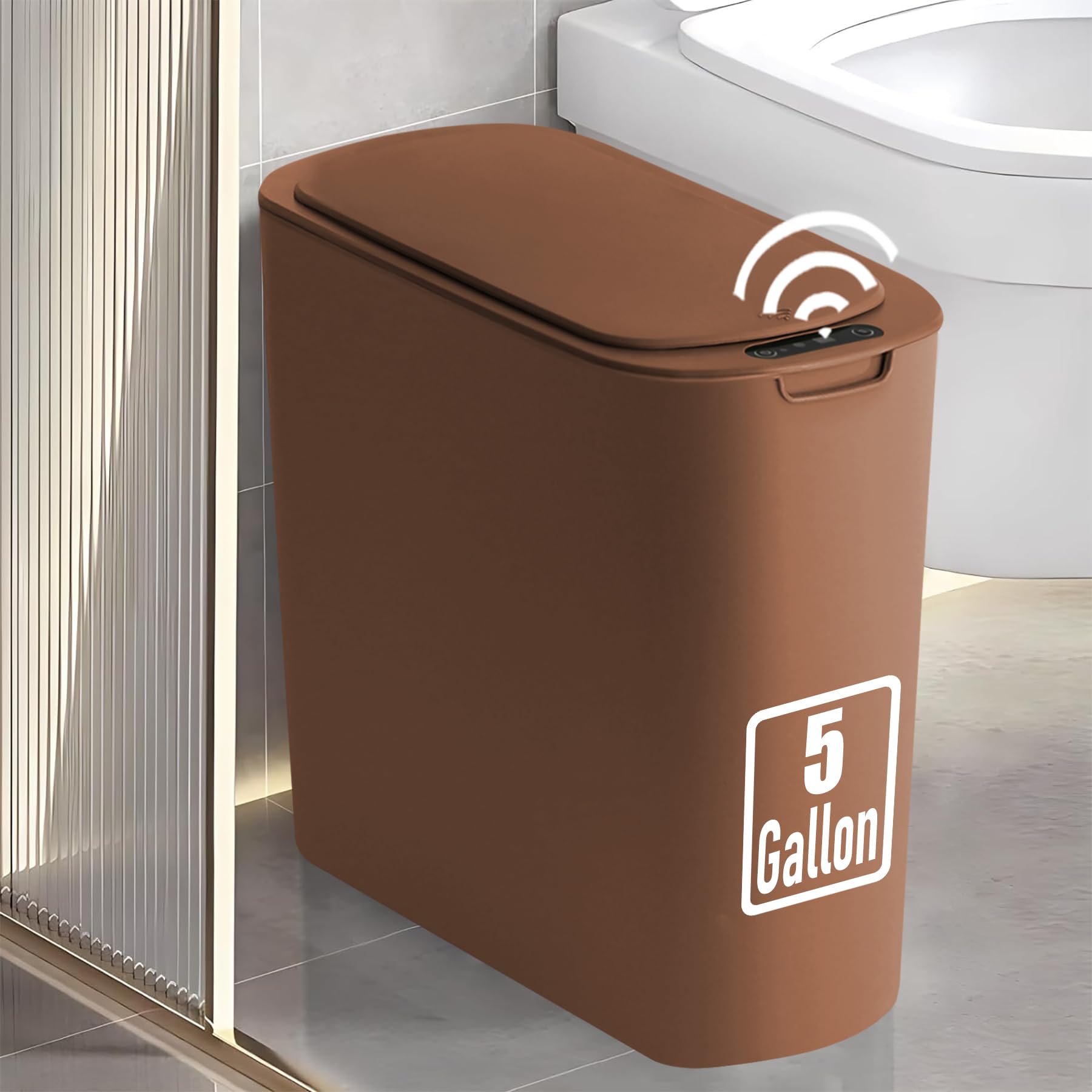 TIPGO 5 Gallon Motion Senor Bathroom Trash Can with Lid, Automatic Garbage Can Touchless, Smart Plastic Waste Basket for Narrow 
