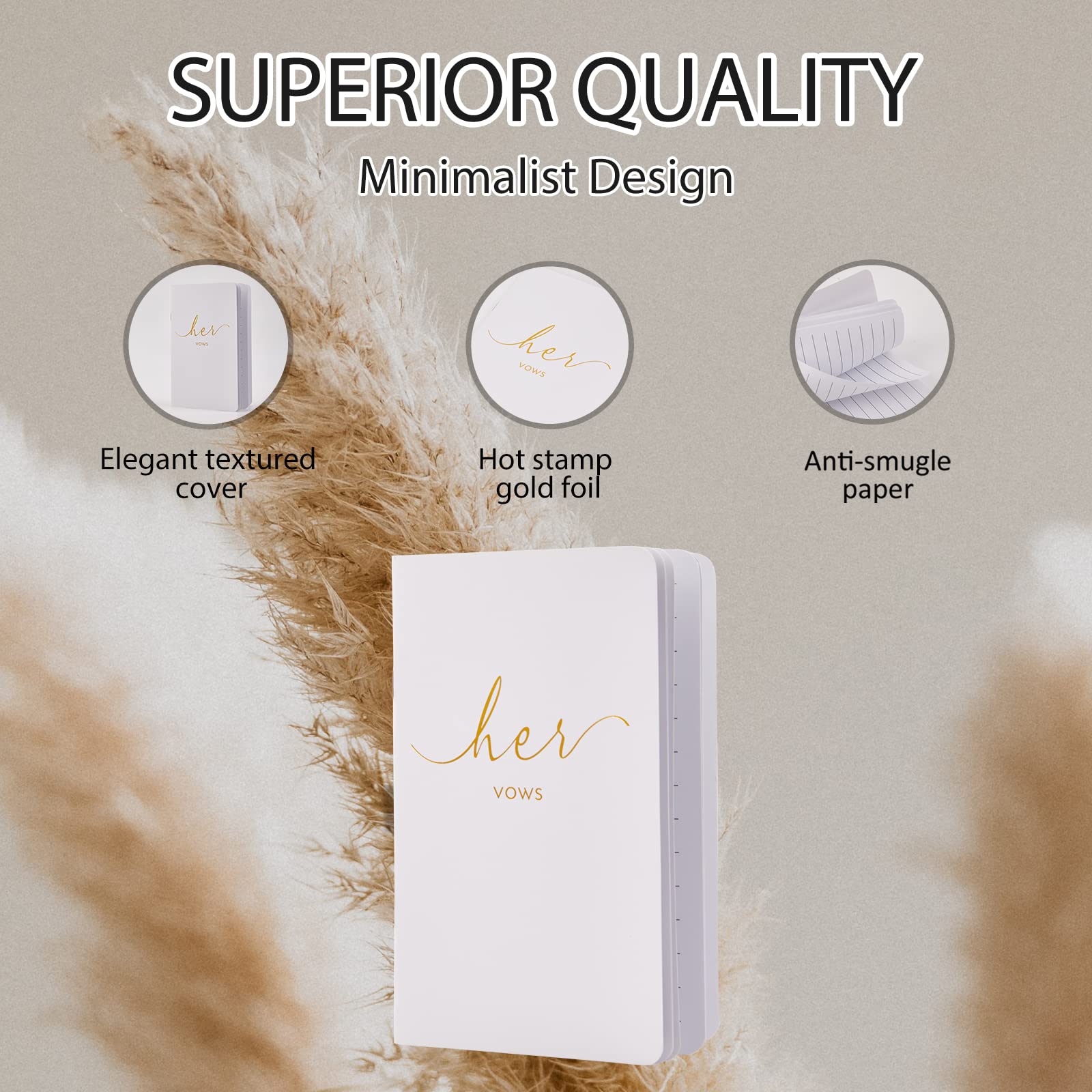 Urnseh Wedding Vow Books His And Hers, Officiant Book For Wedding Ceremony, Gold Foil Wedding Notebook Bride Groom Booklet For W