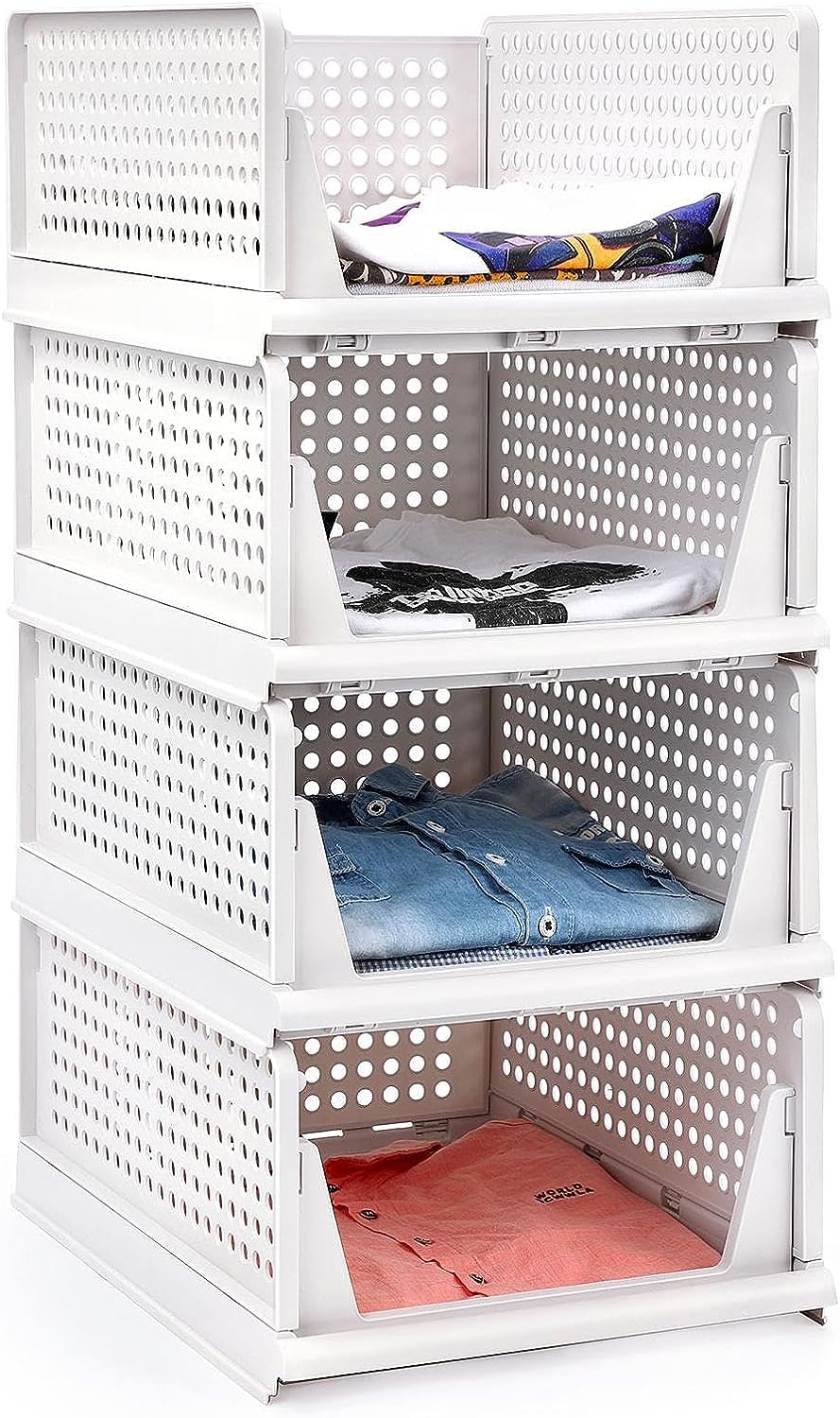 Pulsbery Foldable Clothes Organizer For Cupboard,Multipurpose Plastic Clothes Organizer For Wardrobe (Cloth Storage Wardrobe Org