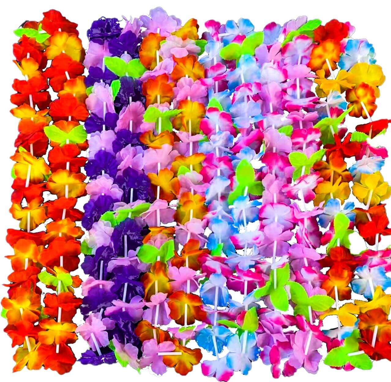 100Pcs Soft Necklaces Hawaiian Leis Luau Partyecorations Tropical Party Favors Lei Hawaiian Flower Perfect For Your Hawaii Luaus