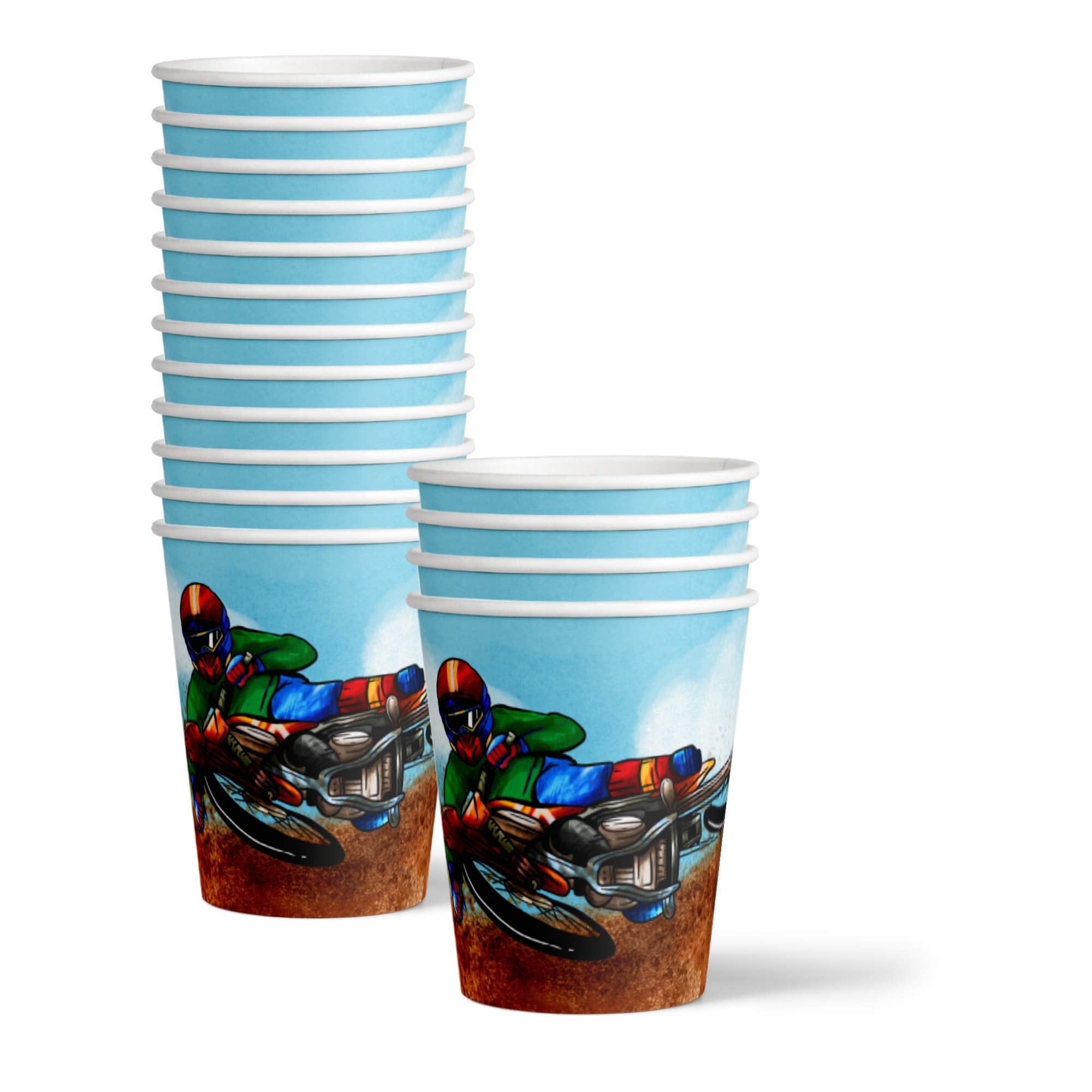 Dirt Bike Birthday Party Supplies - Boy's Motorcross Birthday - Motorcycle Part Set Includes Plates Napkins Cups Tableware Kit for 16