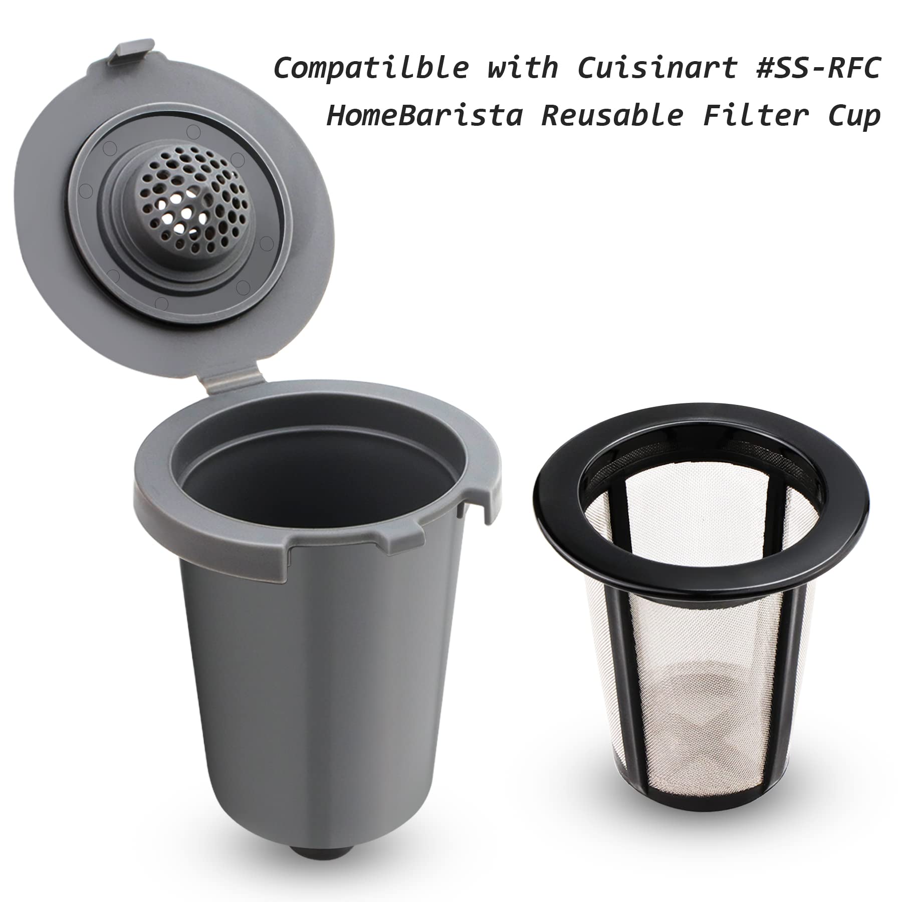 Reusable Filter Cup For Cuisinart, Gray (2 Pack)