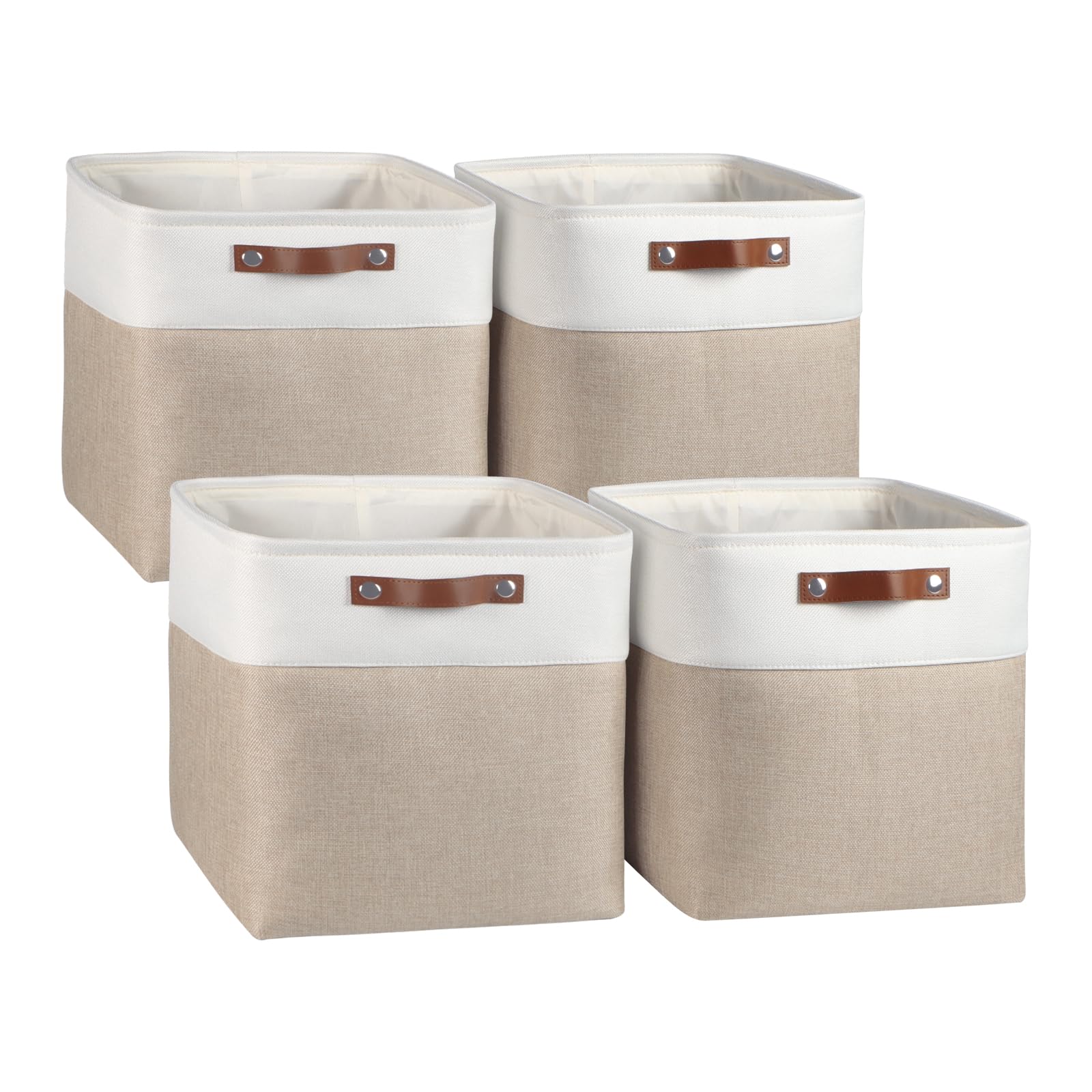 Univivi 4 Pc 13 Inch Cube Storage Baskets With Hard Bottom For Shelves Foldable Storage Baskets For Closet Storage Clothes,Cube