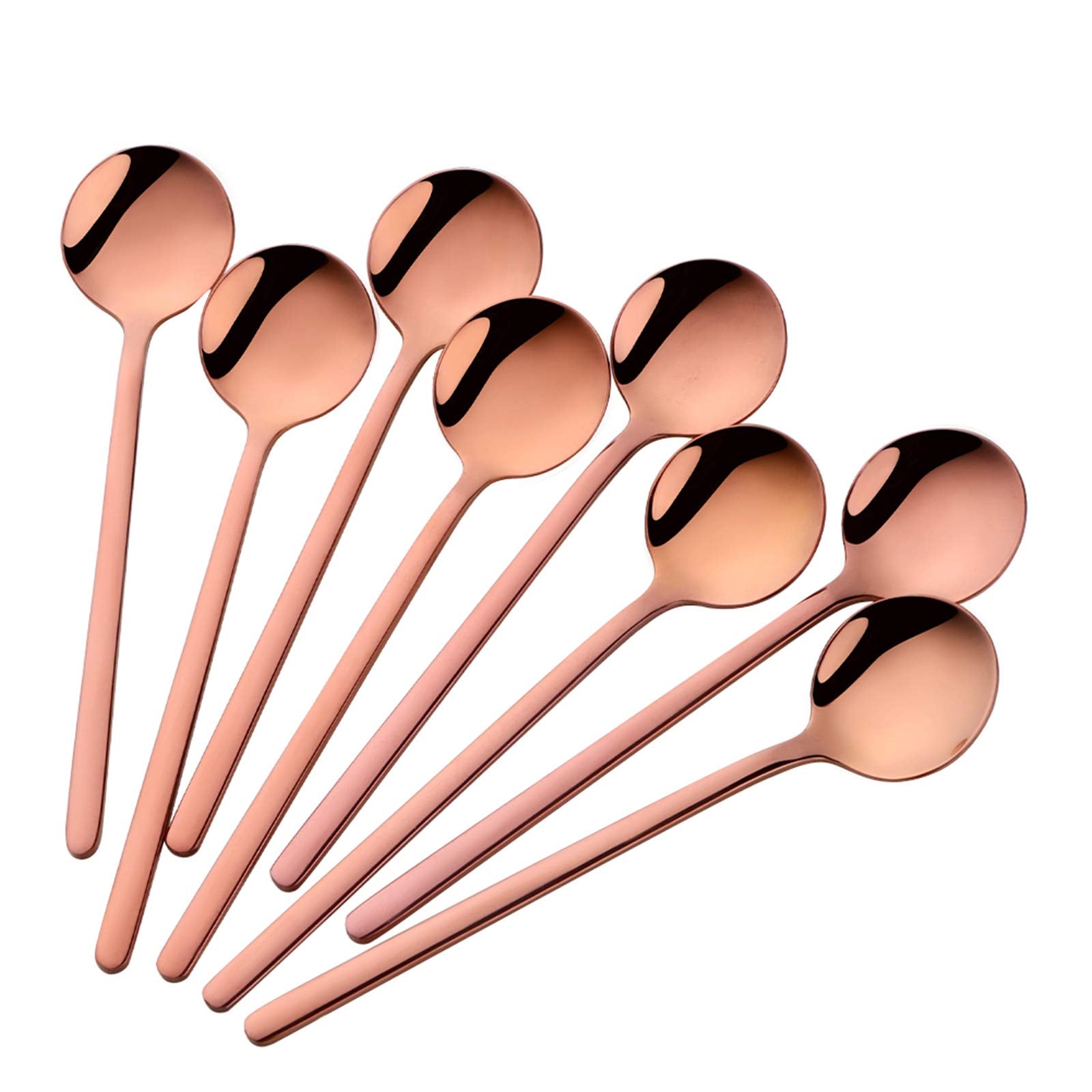 Espresso Spoons Set Of 8, Poylim Cute Small Coffee Spoons, 18/10 Stainless Steel Rose Gold Demitasse Spoons For Tea, Dessert, Ap