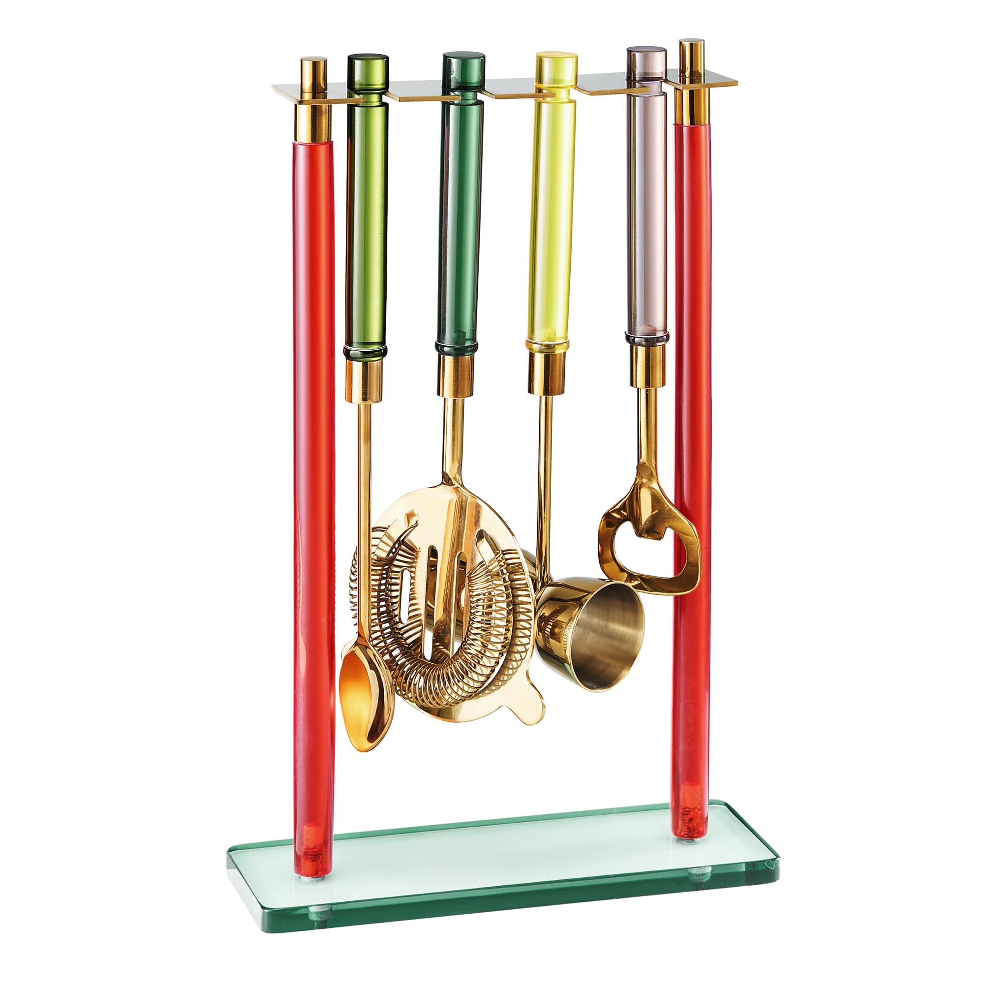 5-PC Gold Bartender Kit with Stand & Color Handles