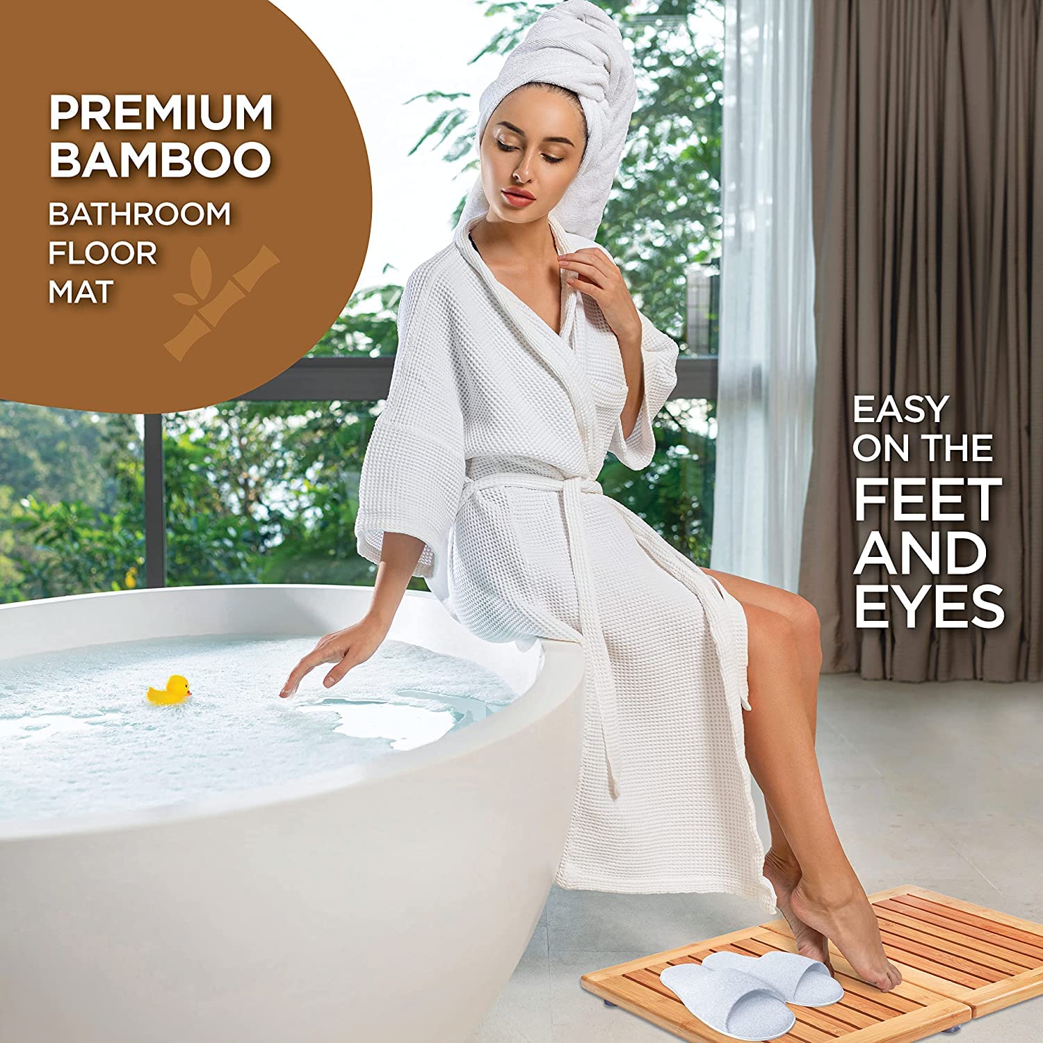 Bamboo Bath Mat Shower Floor Mat Non Slip  Made of 100% Natural Bamboo  By Bambusi