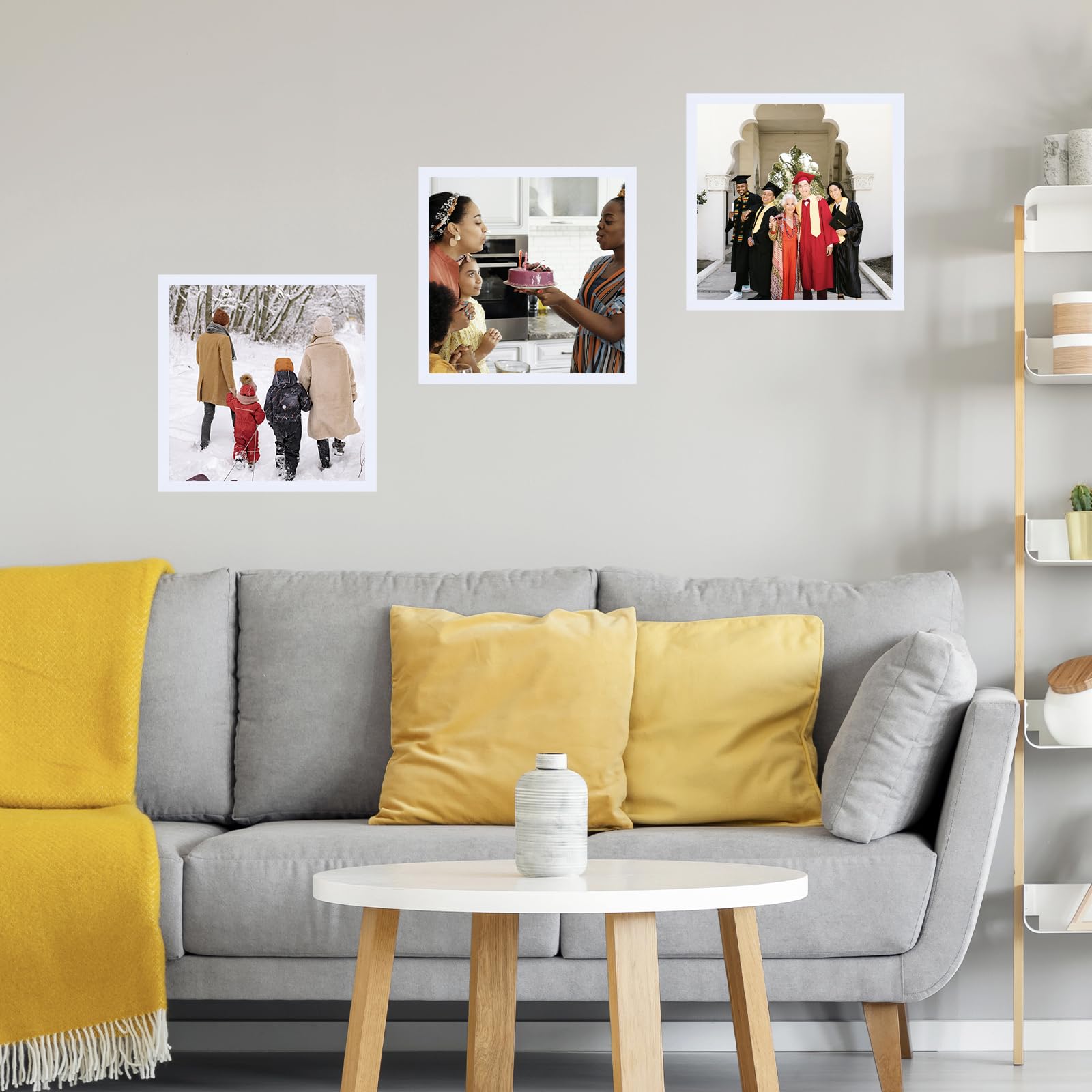 JCJMY 8x8 Picture Frame White for Wall Hanging or Tabletop, Wall Mounting Horizontally or Vertically, 8 x 8 Square Wall Gallery