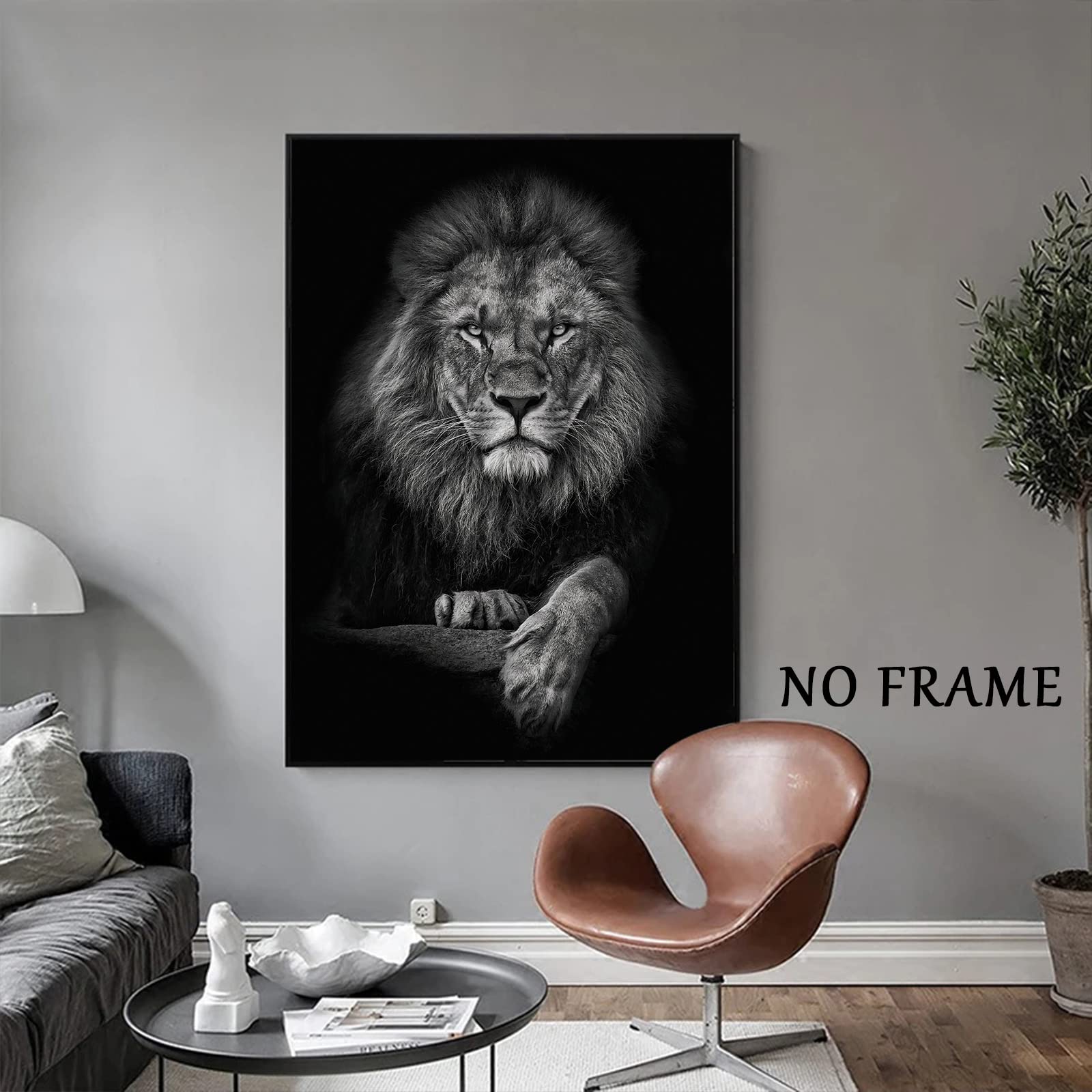Black And White Lion Canvas Wall Art Animal Prints Portraits Lion Head Wall Art Painting Black And White Animal Posters Lion Por
