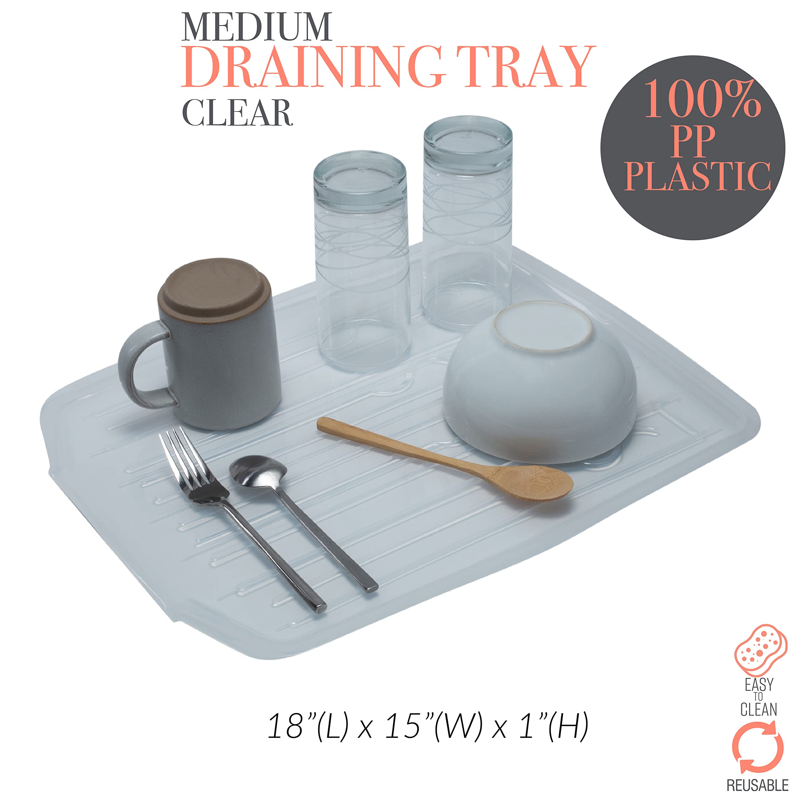 Kitchen Details Countertop Draining Tray | Dimensions: 18''X 15''X 1''| Designed For Stand Alone Dish Racks | Durable | Prevents