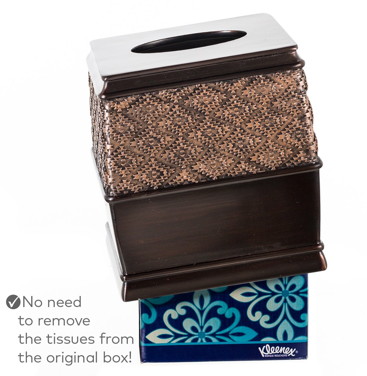 Creative Scents Brown Tissue Box Cover Square - Decorative Tissue Holder For Bathroom - Beautiful Brown Tissue Box Holder For El