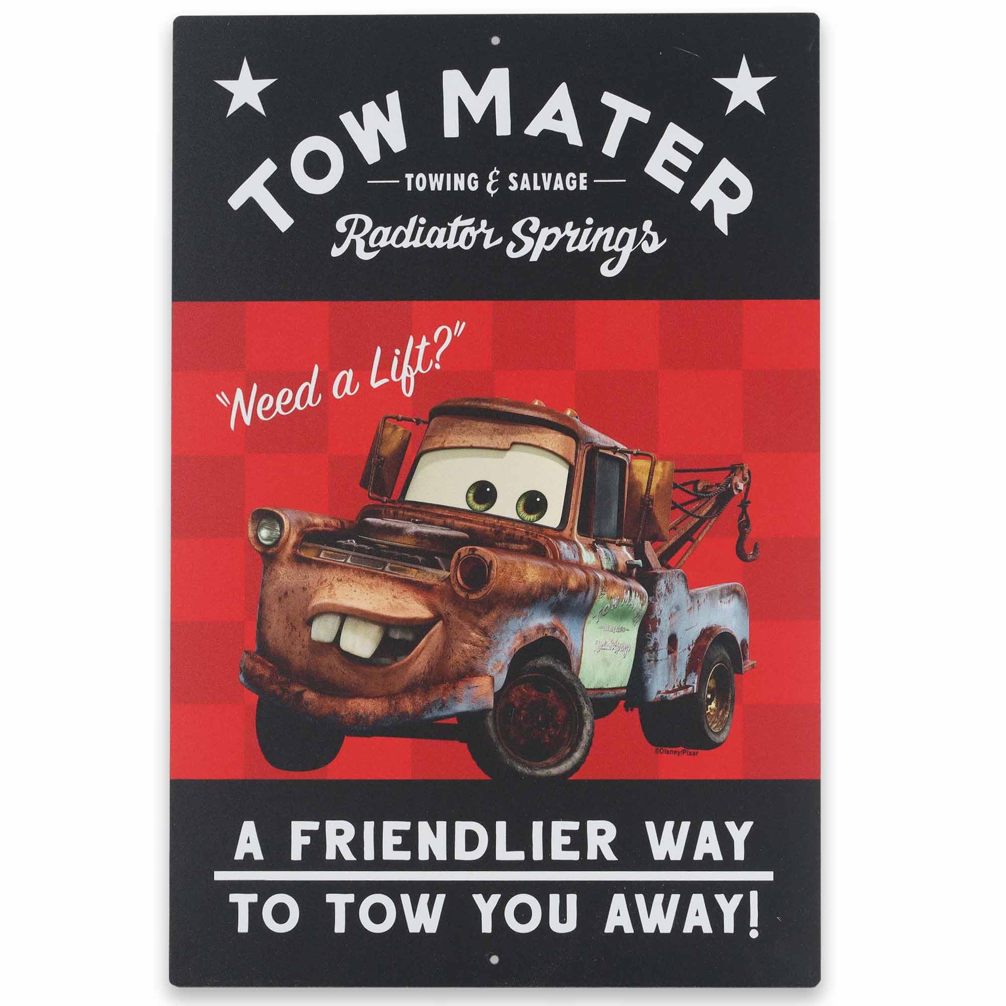 Disney Pixar Cars Tow Mater Metal Sign - Cute Tow Mater Sign - A Friendlier Way to Tow You Away!