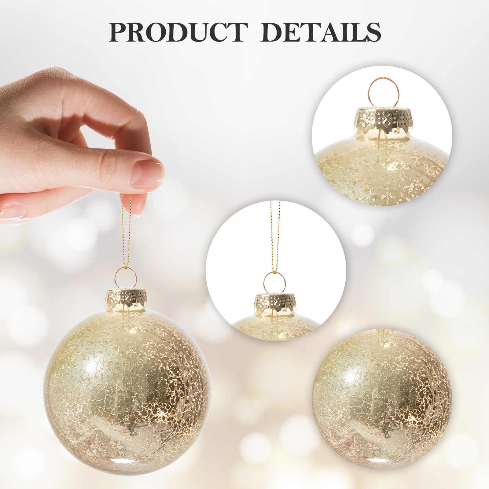 DN DECONATION Christmas Decorations Gold Mercury Glass Ball Ornaments Set of 12, 3.14    Matte Christmas Balls for Xmas Tree Dec
