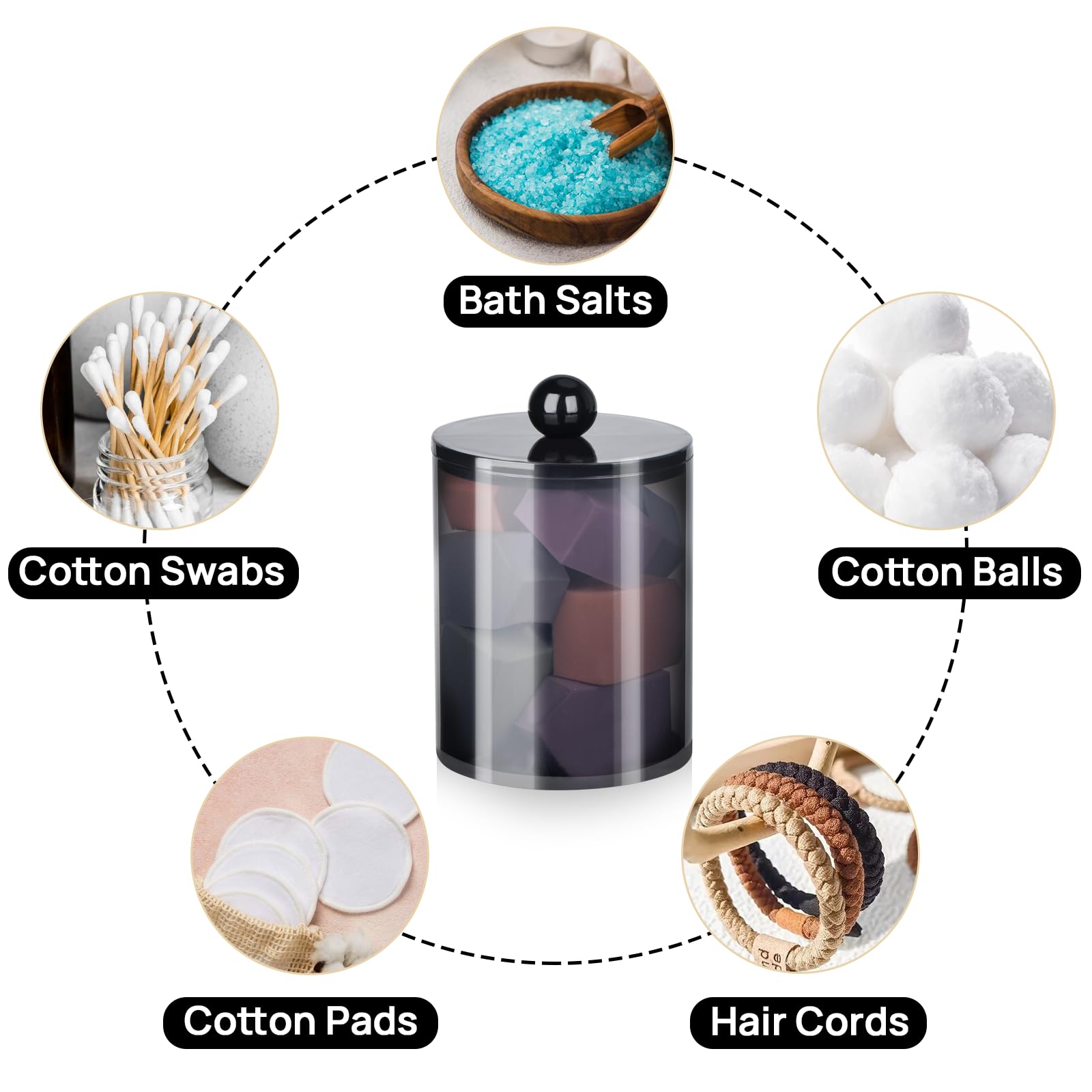 Xipengkeji 2 Pack Qtip Holder-10 Oz, 12 Oz, Qtip Holder Dispenser For Bathroom Canister Storage Organization, Vanity Makeup Orga
