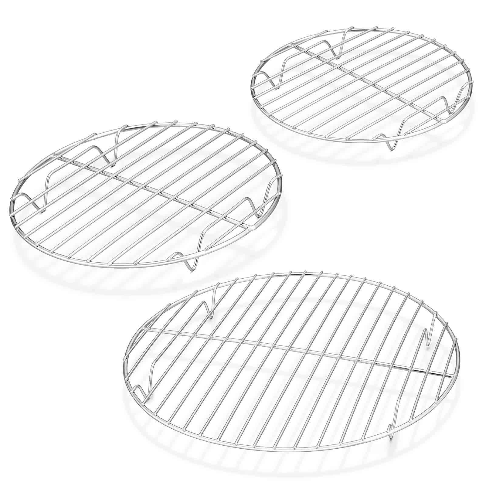 Teamfar Round Cooling Rack Set Of 3, 7 & 9 & 10 Inch, Stainless Steel Round Baking Steaming Rack Set, Fit For Oven/Pot/Air Fryer