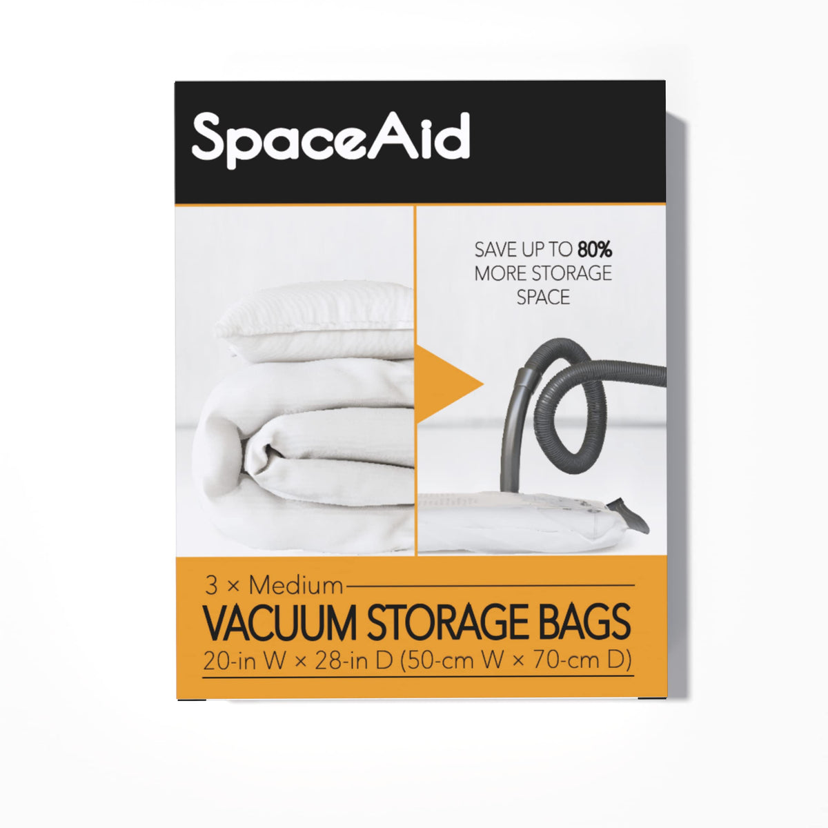 Spaceaid Vacuum Storage Bags, Space Saver Sealer Compression Bags For Comforters, Blankets, Pillows, Bedding, Clothes (Medium 3